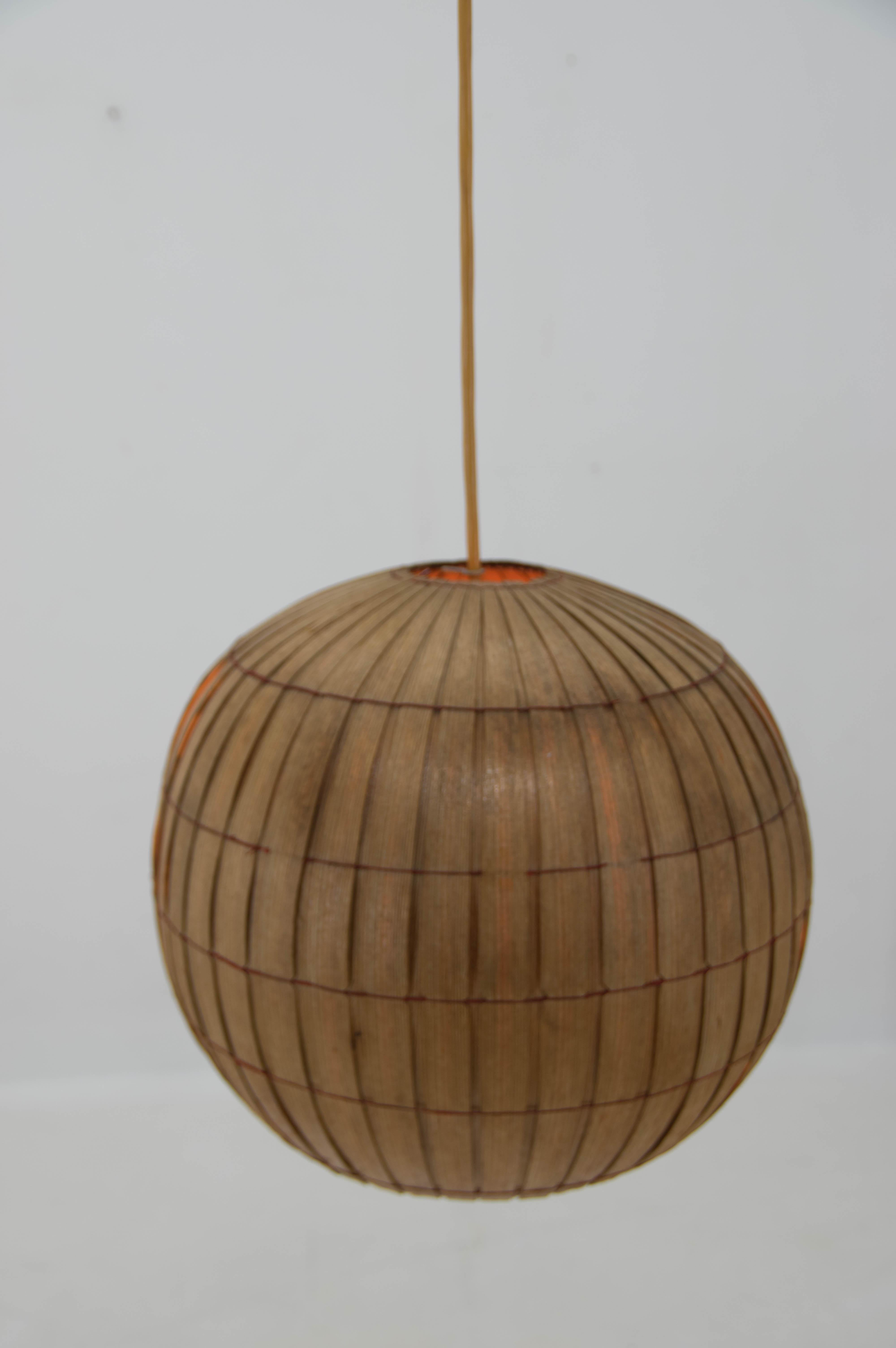 Mid-Century Modern Mid-Century Wooden Veneer Pendant, ULUV, 1960s For Sale