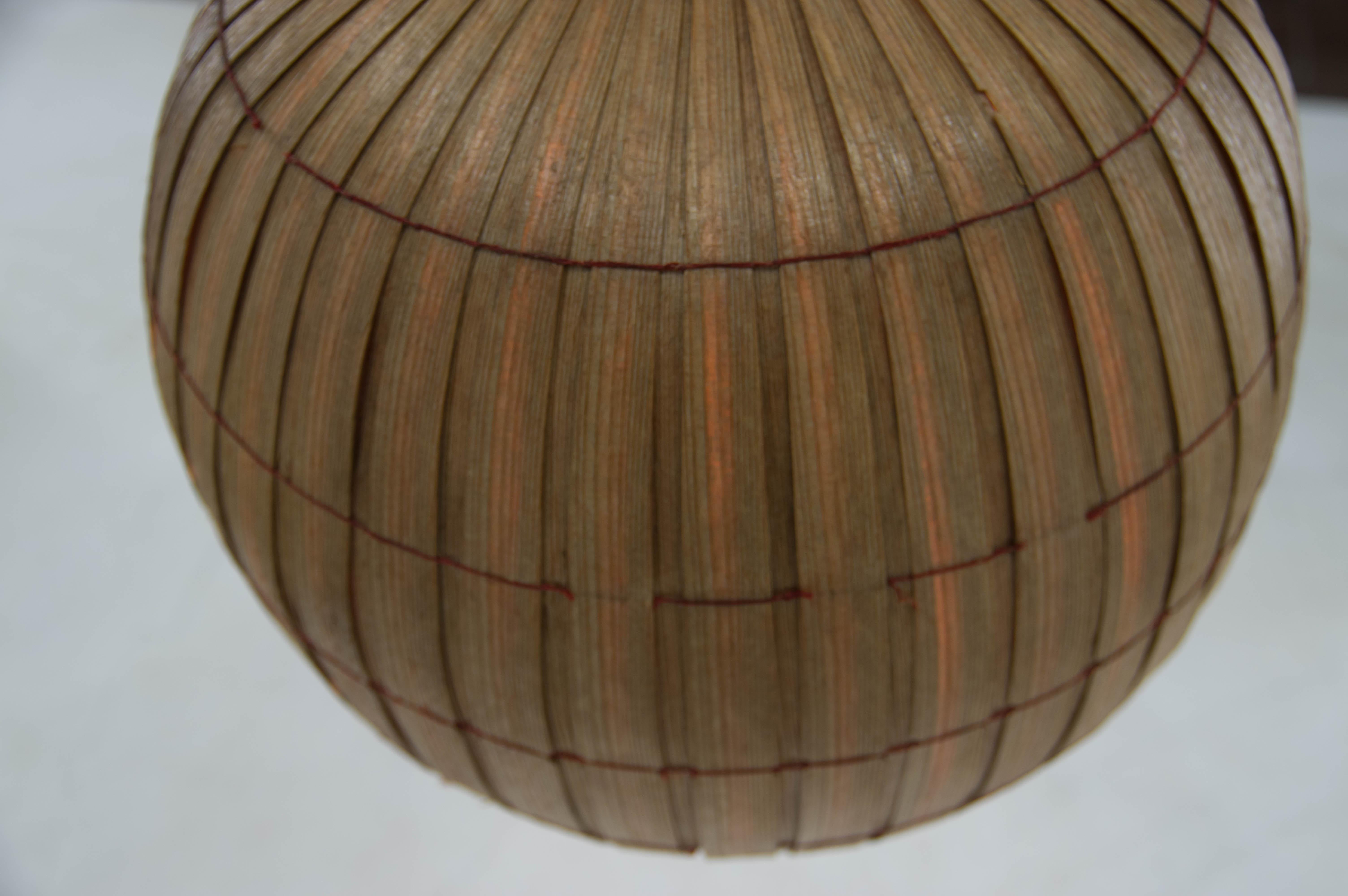Mid-Century Wooden Veneer Pendant, ULUV, 1960s For Sale 1