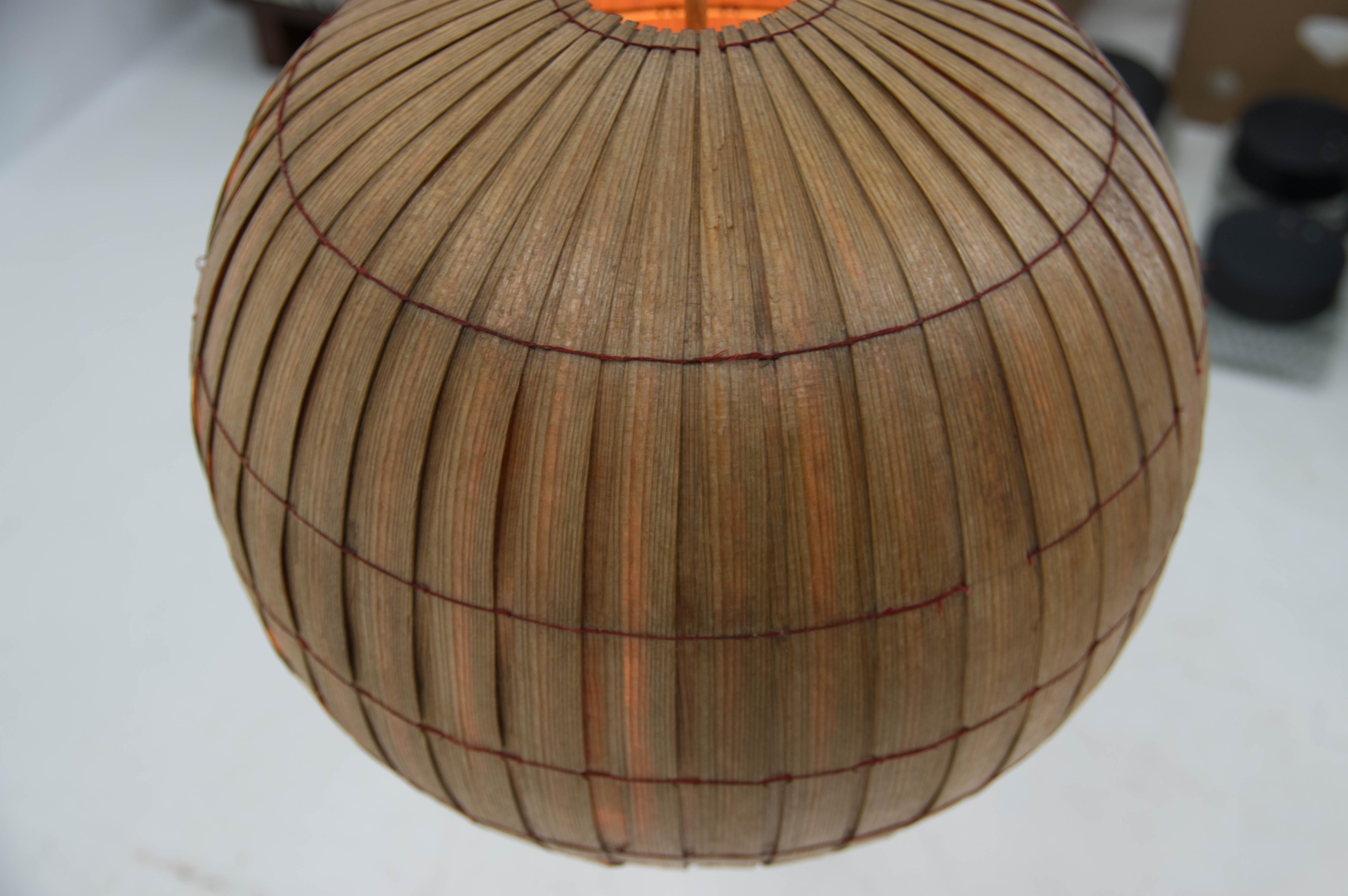 Mid-Century Wooden Veneer Pendant, ULUV, 1960s For Sale 2