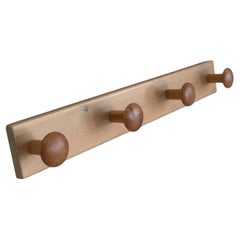 Mid-Century Wooden Wall Coat Rack, France, 1950s