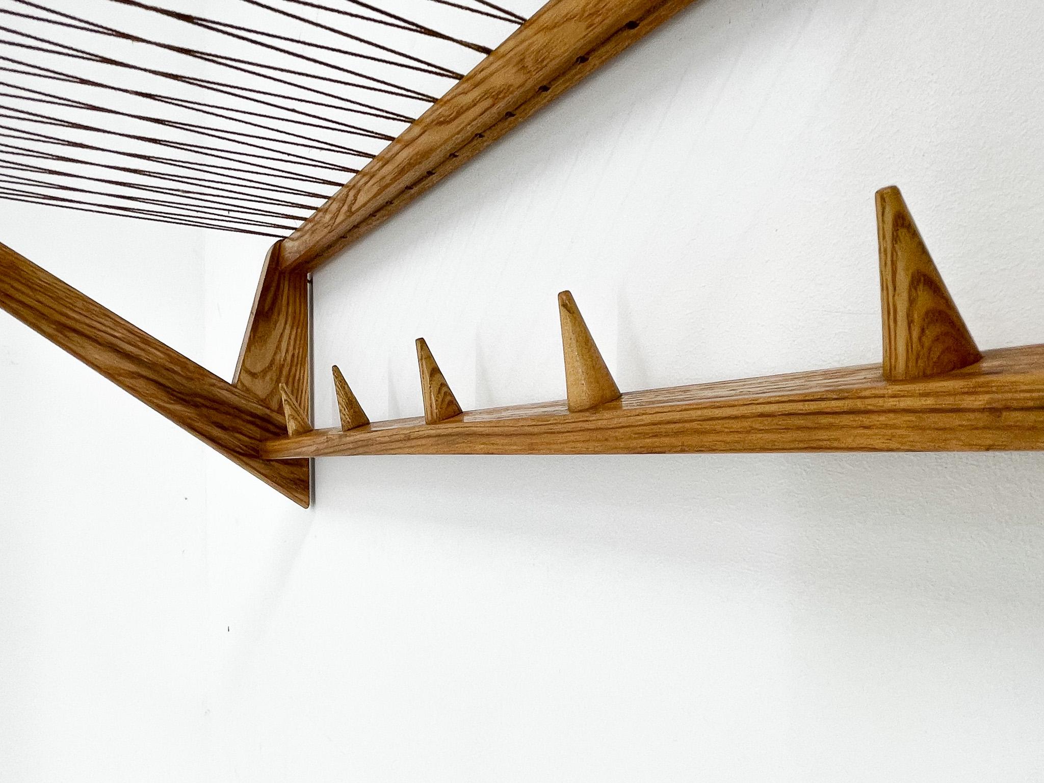 String Mid-century Wooden Wall Hanger by ULUV, Czechoslovakia, 1960s For Sale