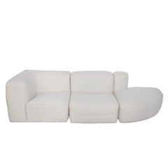 Mid-Century Wool Bouclé Asymmetric White Sofa, Italy, 1960
