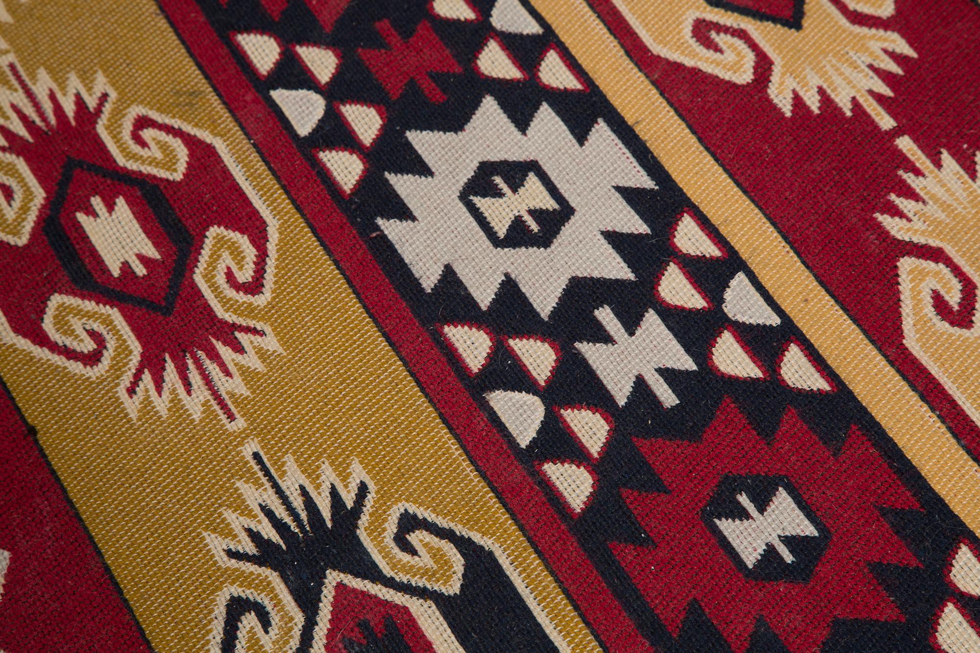Wollteppich im Boho-Stil der Jahrhundertmitte, 1960er Jahre im Angebot 3