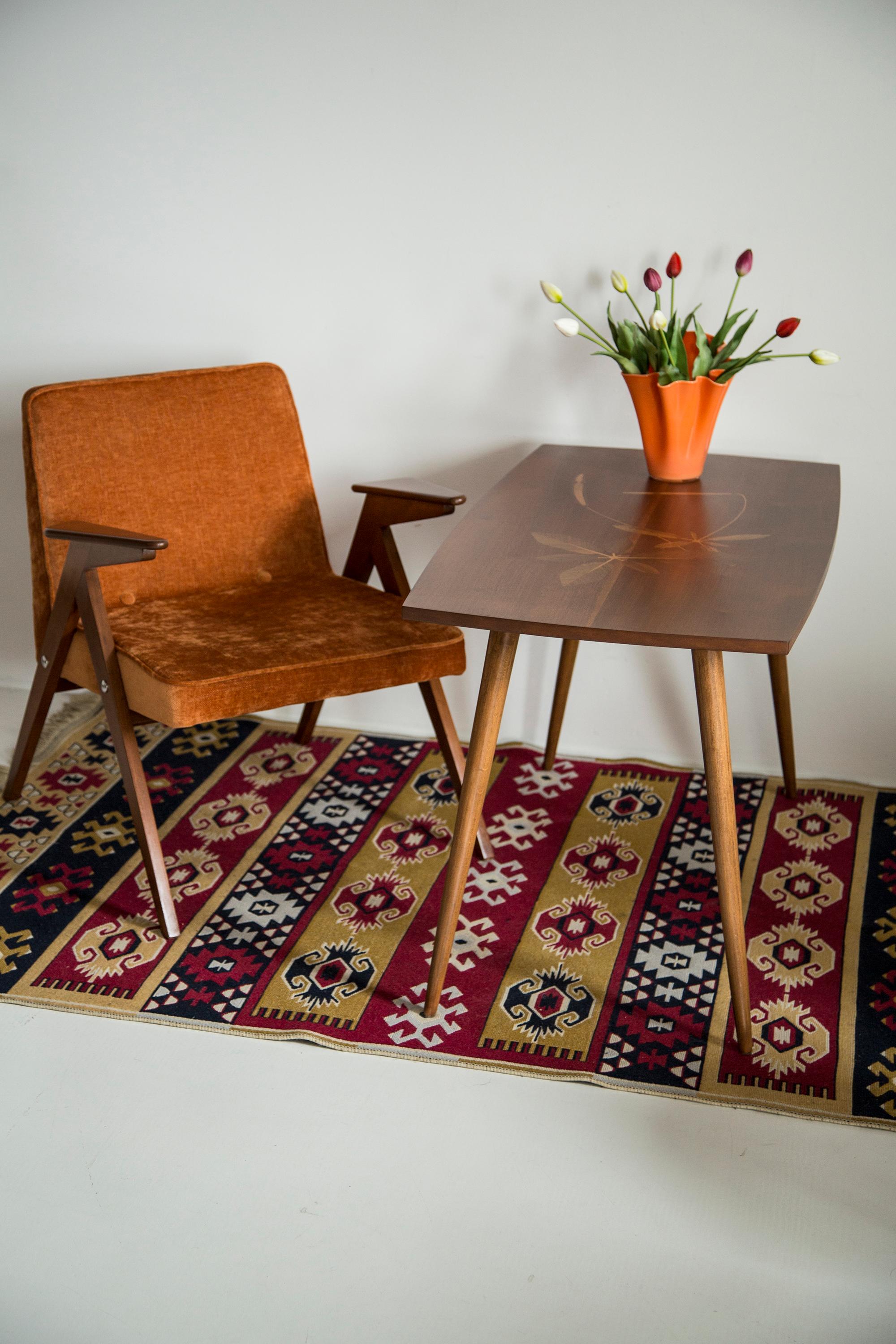 Hand-Crafted Midcentury Boho Style Wool Carpet, 1960s For Sale