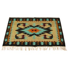 Midcentury Wool Kilim Rug with a Geometric Pattern, 1960s