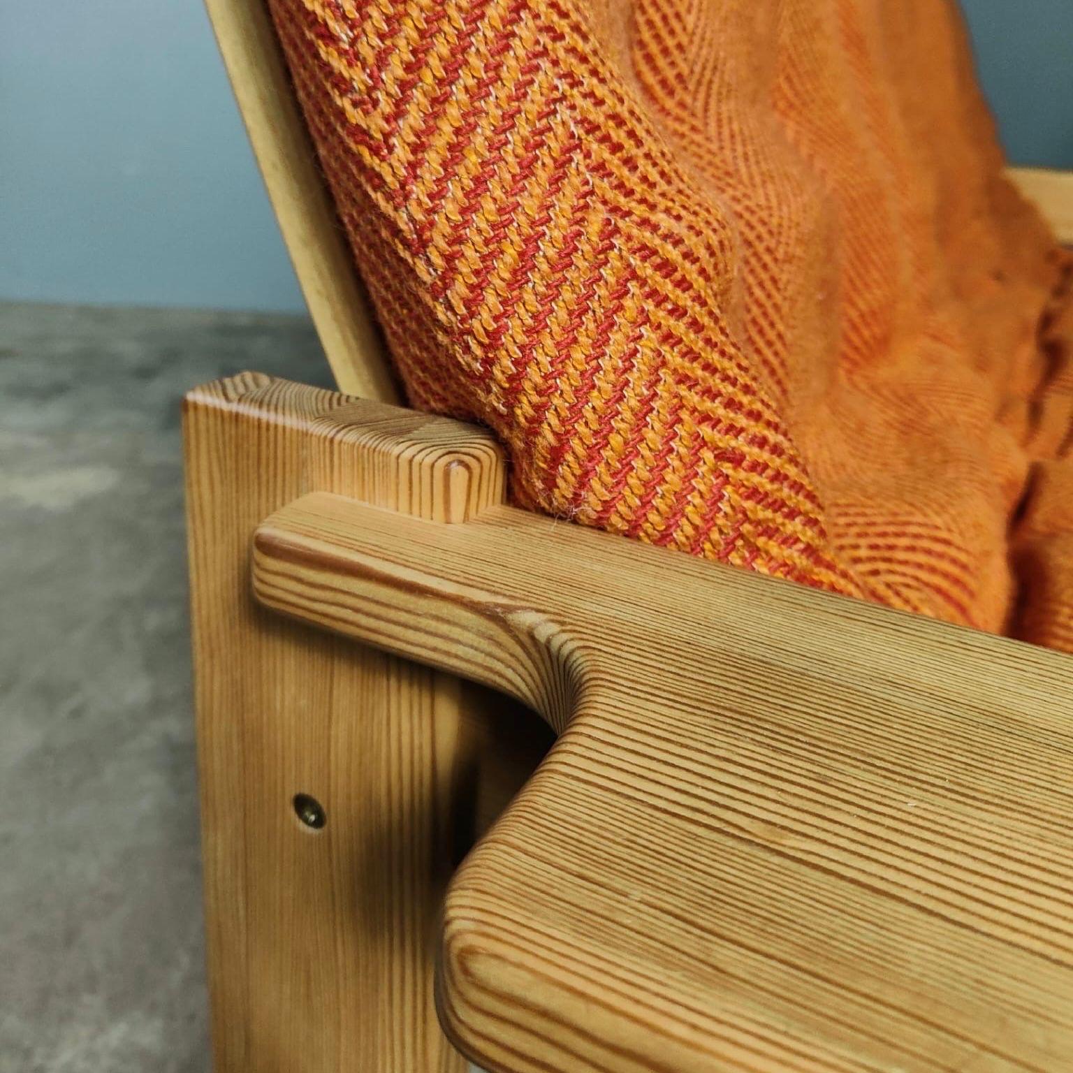 Swedish Mid Century Wool Pine Three Seater Sofa By Yngve Ekström For Swedese Vintage