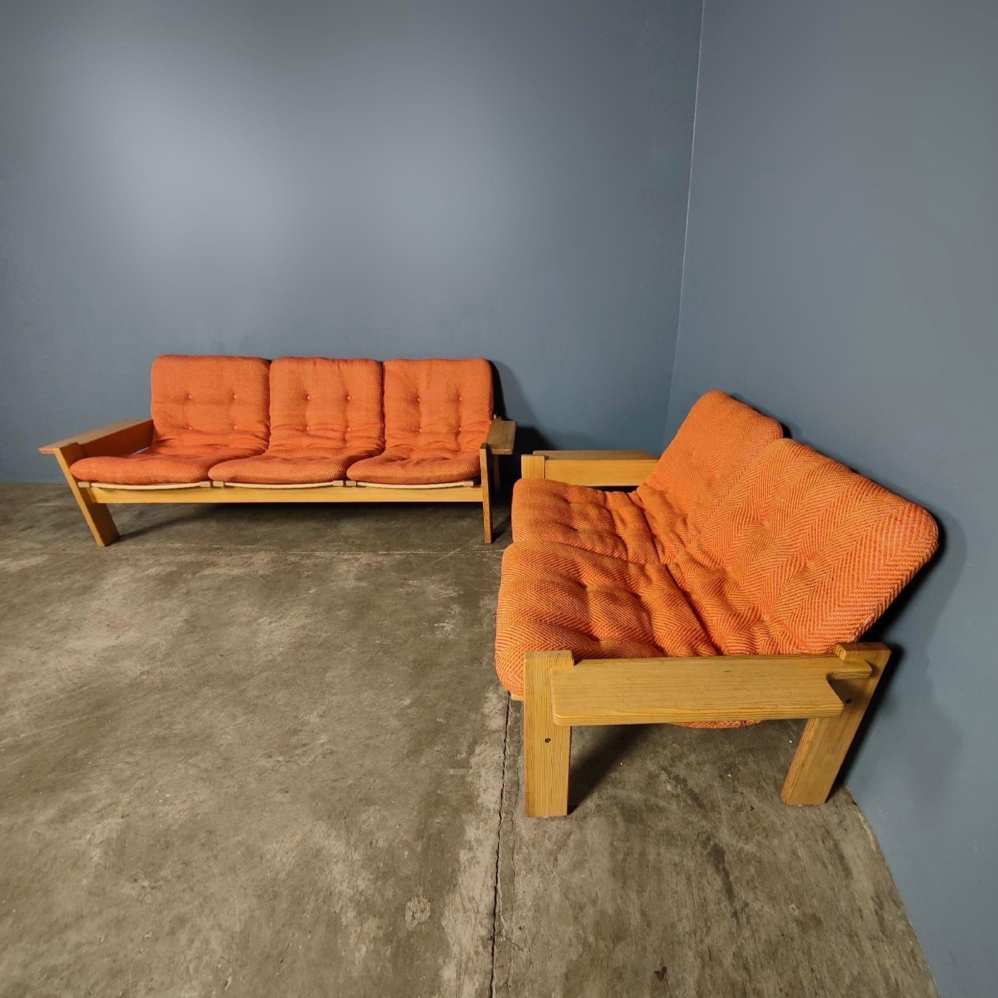 Mid Century Wool Pine Three Seater Sofa By Yngve Ekström For Swedese Vintage 1