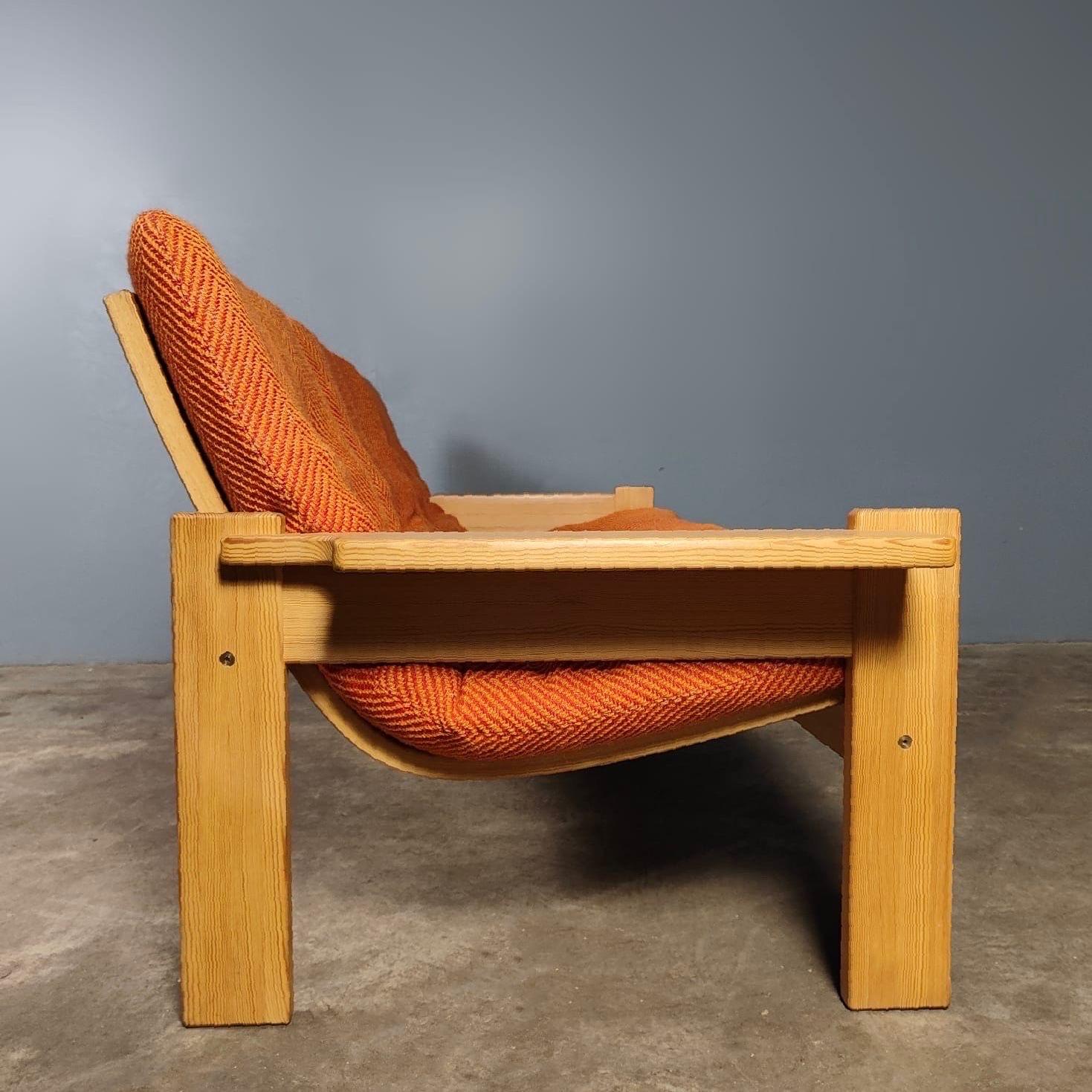 Mid-Century Modern Mid Century Wool Pine Two Seater Sofa By Yngve Ekström For Swedese Vintage Retro
