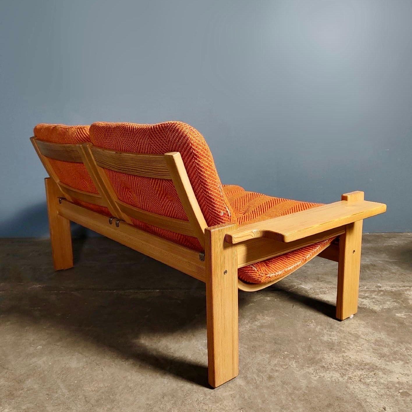 Swedish Mid Century Wool Pine Two Seater Sofa By Yngve Ekström For Swedese Vintage Retro