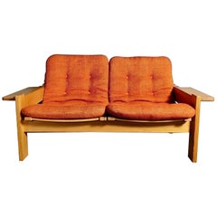 Mid Century Wool Pine Two Seater Sofa By Yngve Ekström For Swedese Vintage Retro
