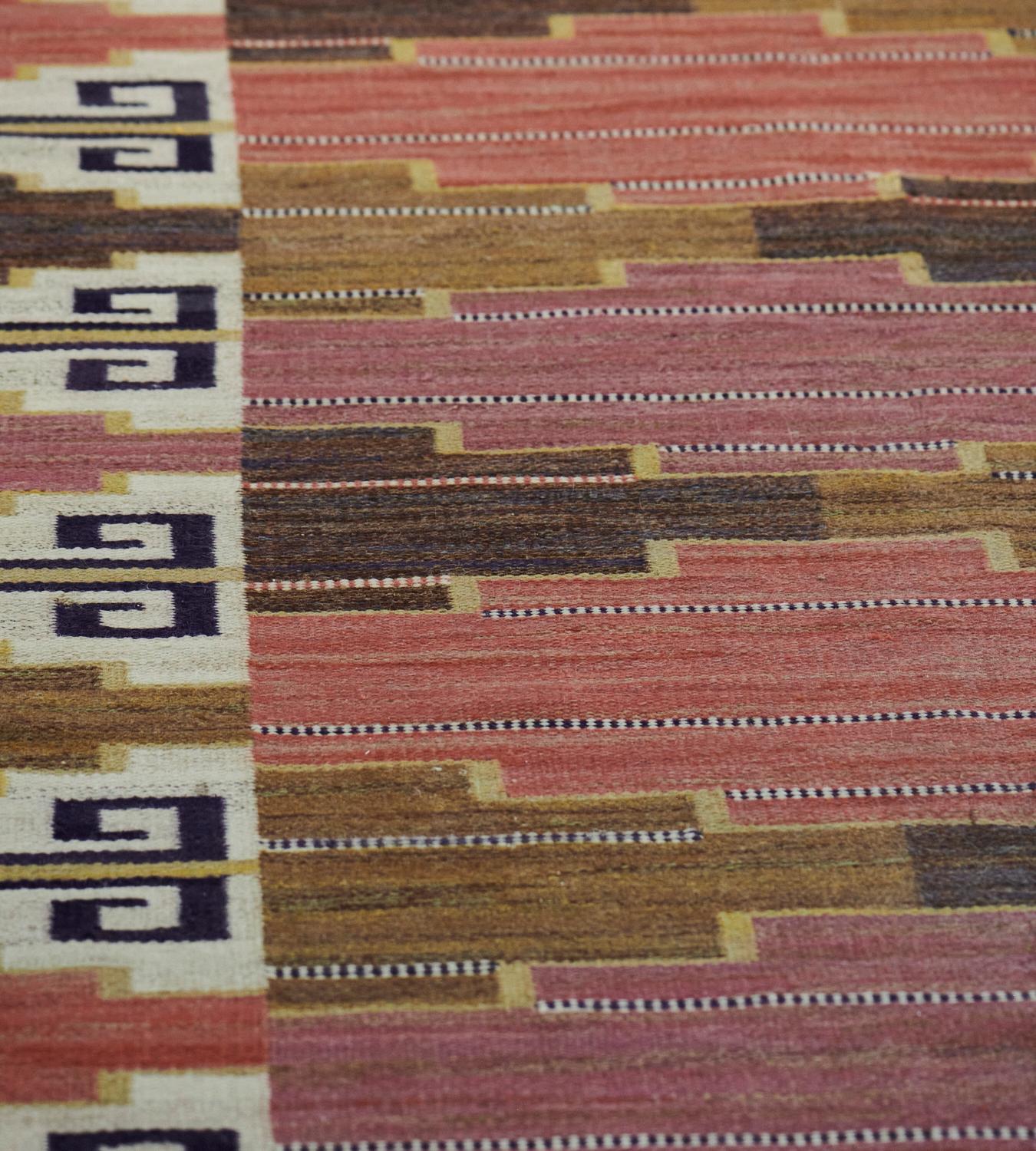 Mid Century Wool Signed Handwoven Swedish Rug 4