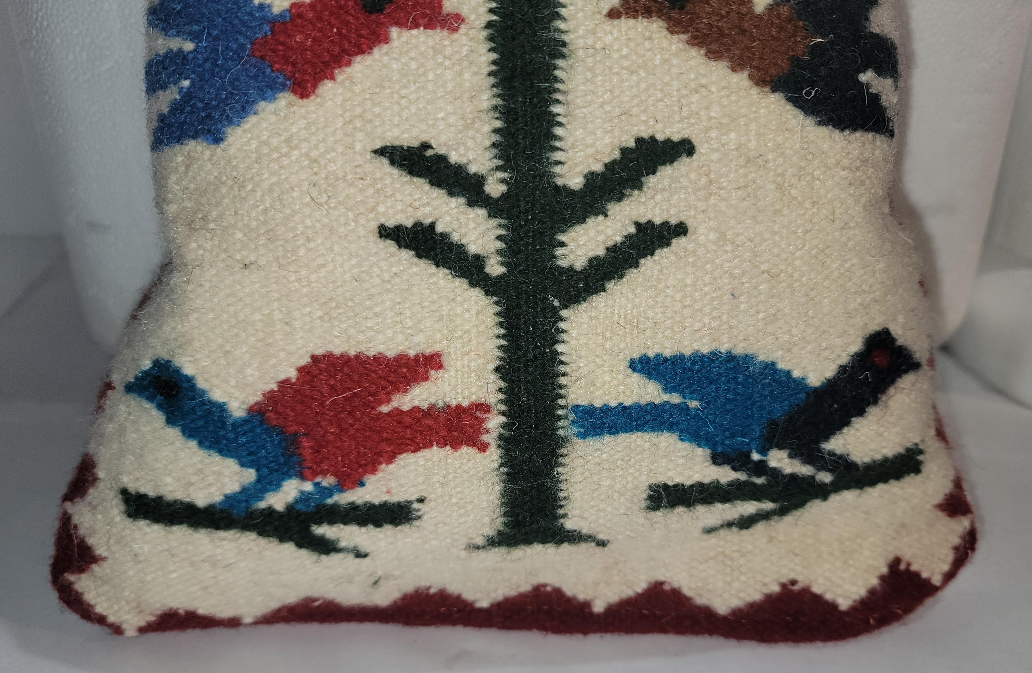 Adirondack Mid Century Wool Tree of Life Bird Pillow For Sale