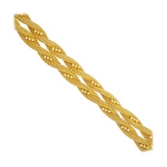 Bracelet en maille d'or 14 carats tissé du milieu du siècle dernier