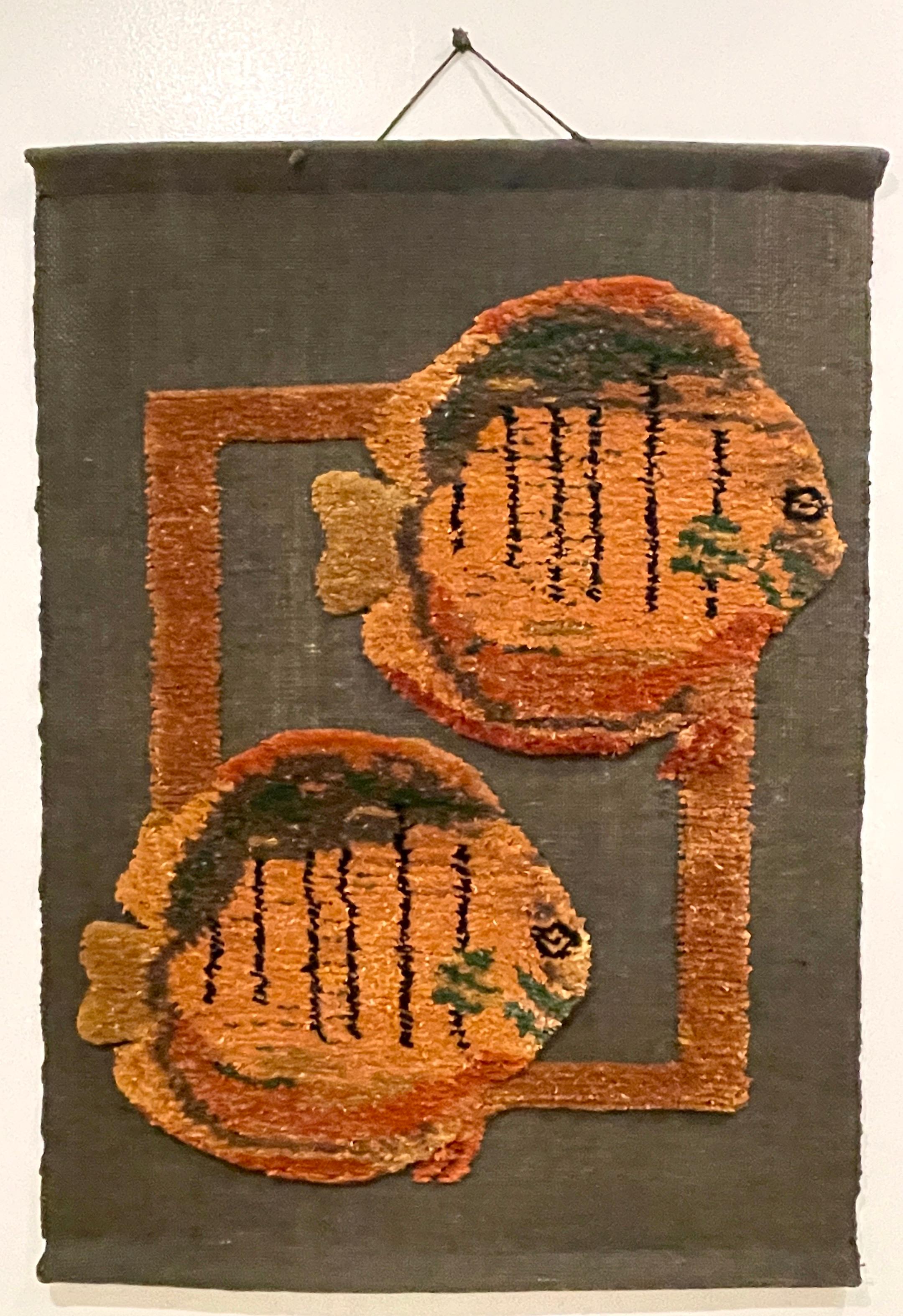 Mid Century Woven Fish Motif Tapestry by Tom Taylor, 1990 For Sale 7