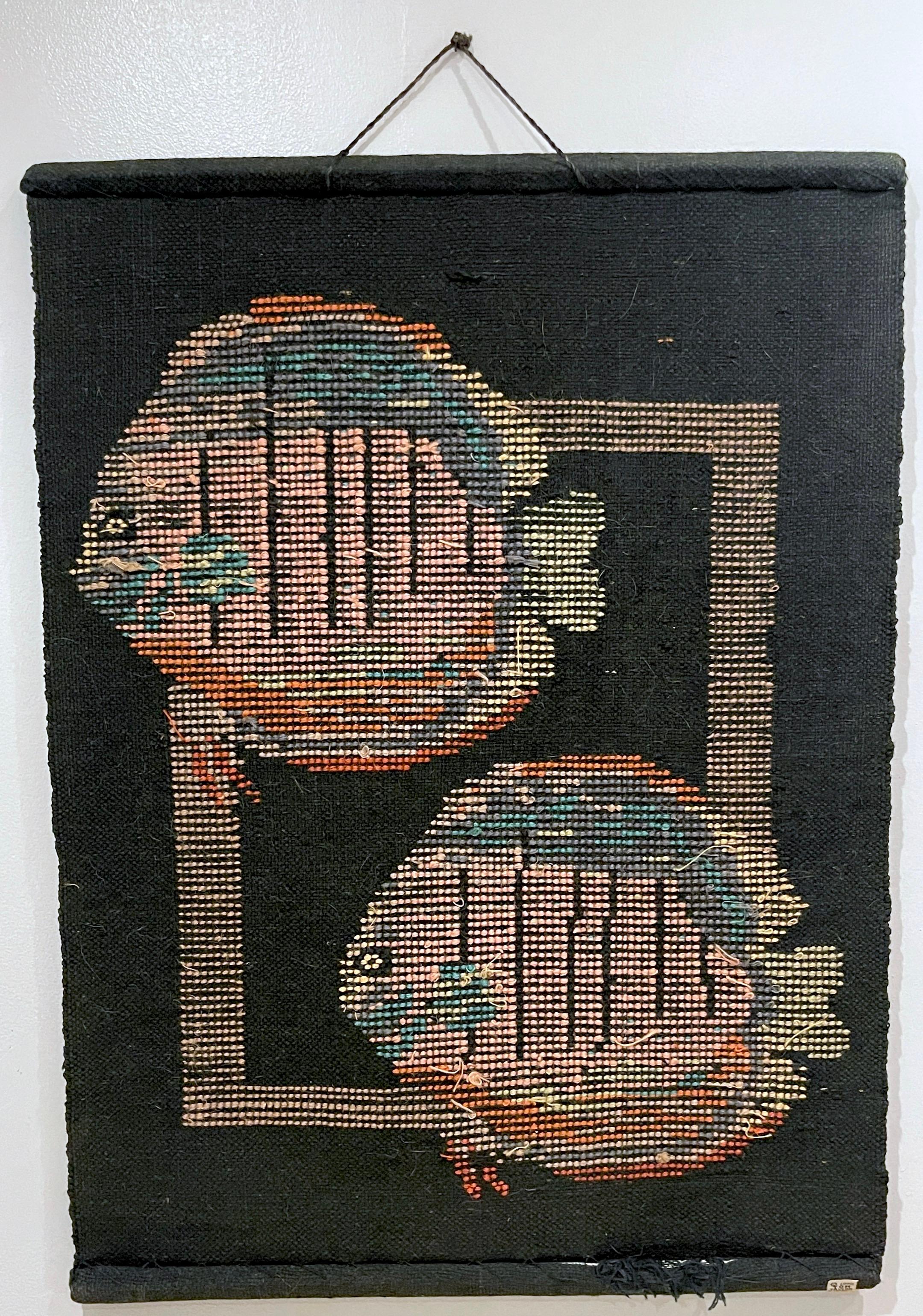 Mid Century Woven Fish Motif Tapestry by Tom Taylor, 1990 For Sale 8
