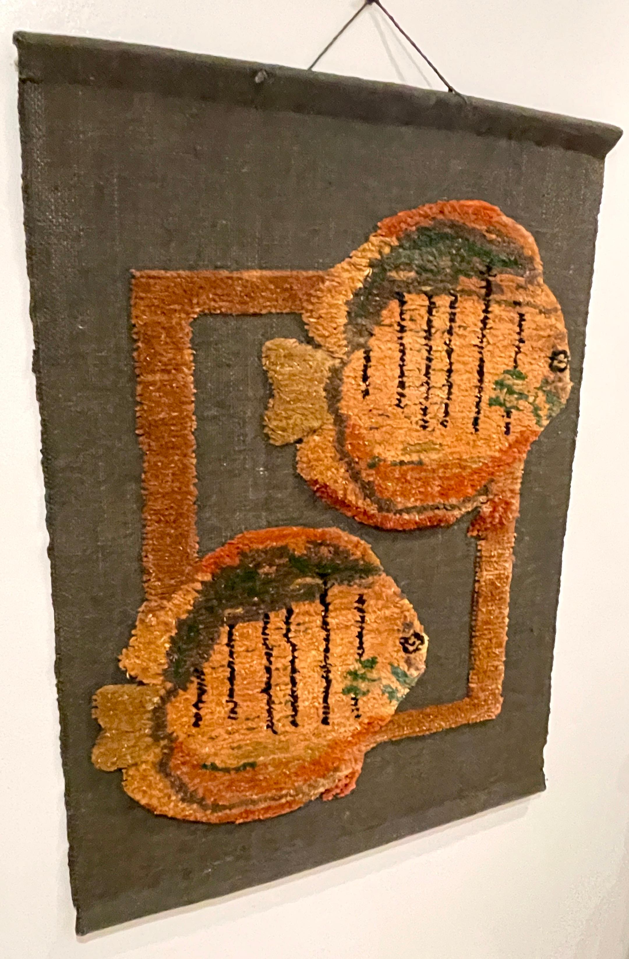 Mid Century Woven Fish Motif Tapestry by Tom Taylor, 1990 For Sale 4
