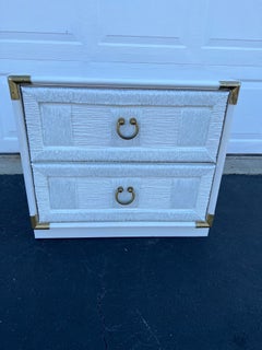 Mid Century Woven Nightstand in White