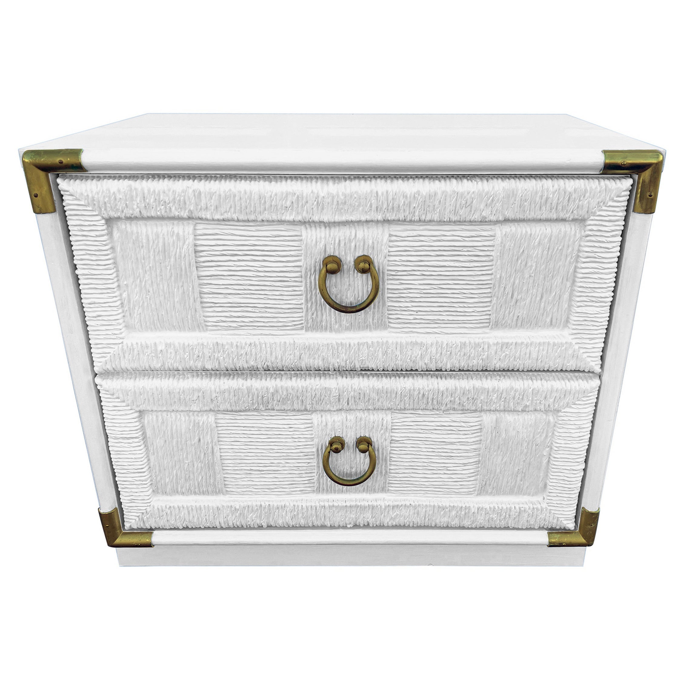 Mid Century Woven Nightstand in White