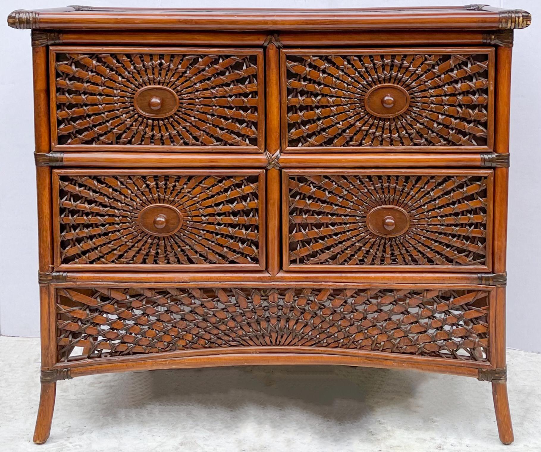 20th Century Mid-Century Woven Rattan / Bamboo Chest of Drawers
