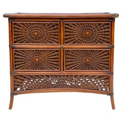 Mid-Century Woven Rattan / Bamboo Chest of Drawers
