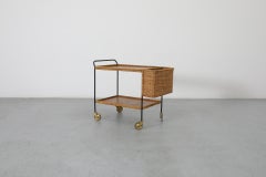 Mid-Century Woven Rattan Bar Cart by Helmut Magg, Germany 1960's