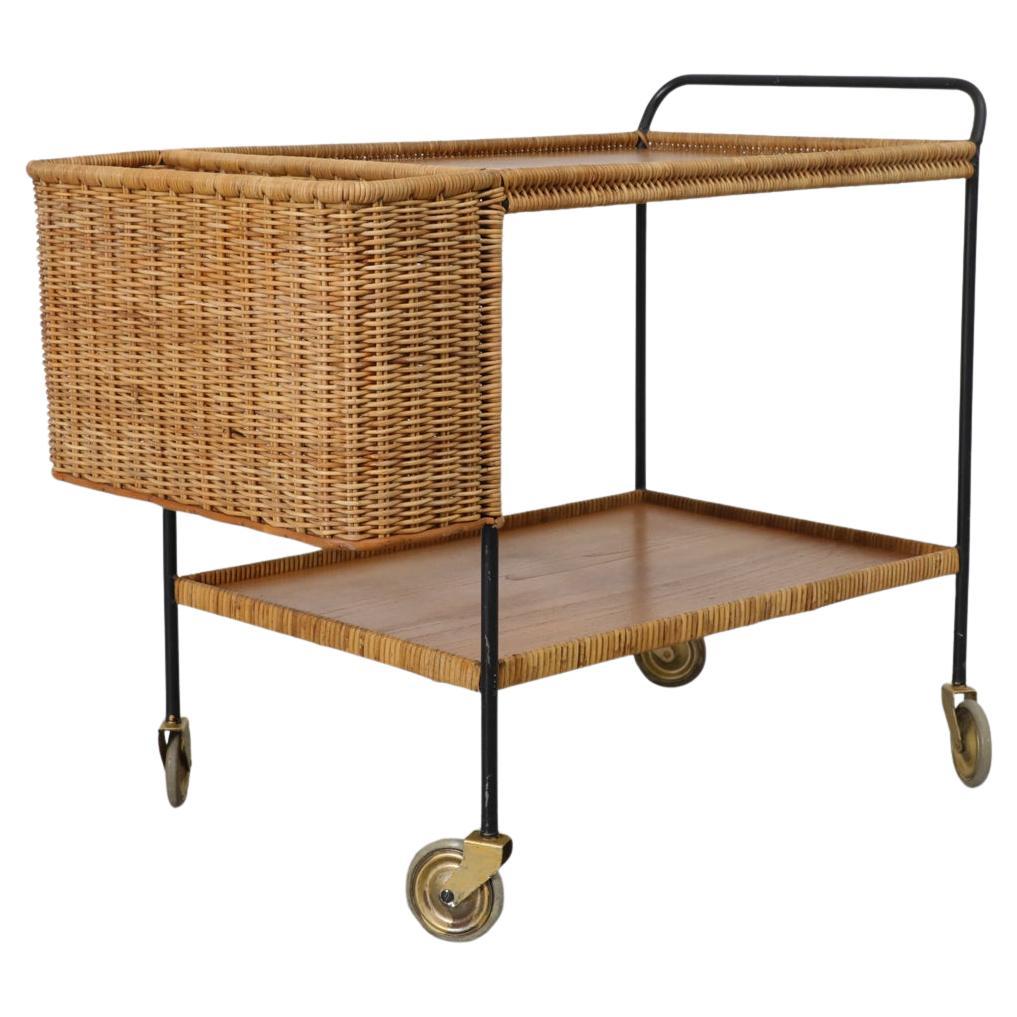 Barwagen aus geflochtenem Rattan von Helmut Magg, Deutschland 1960er Jahre