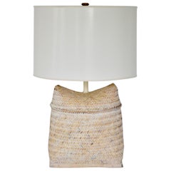 Midcentury Woven Rattan Basket Table Lamp