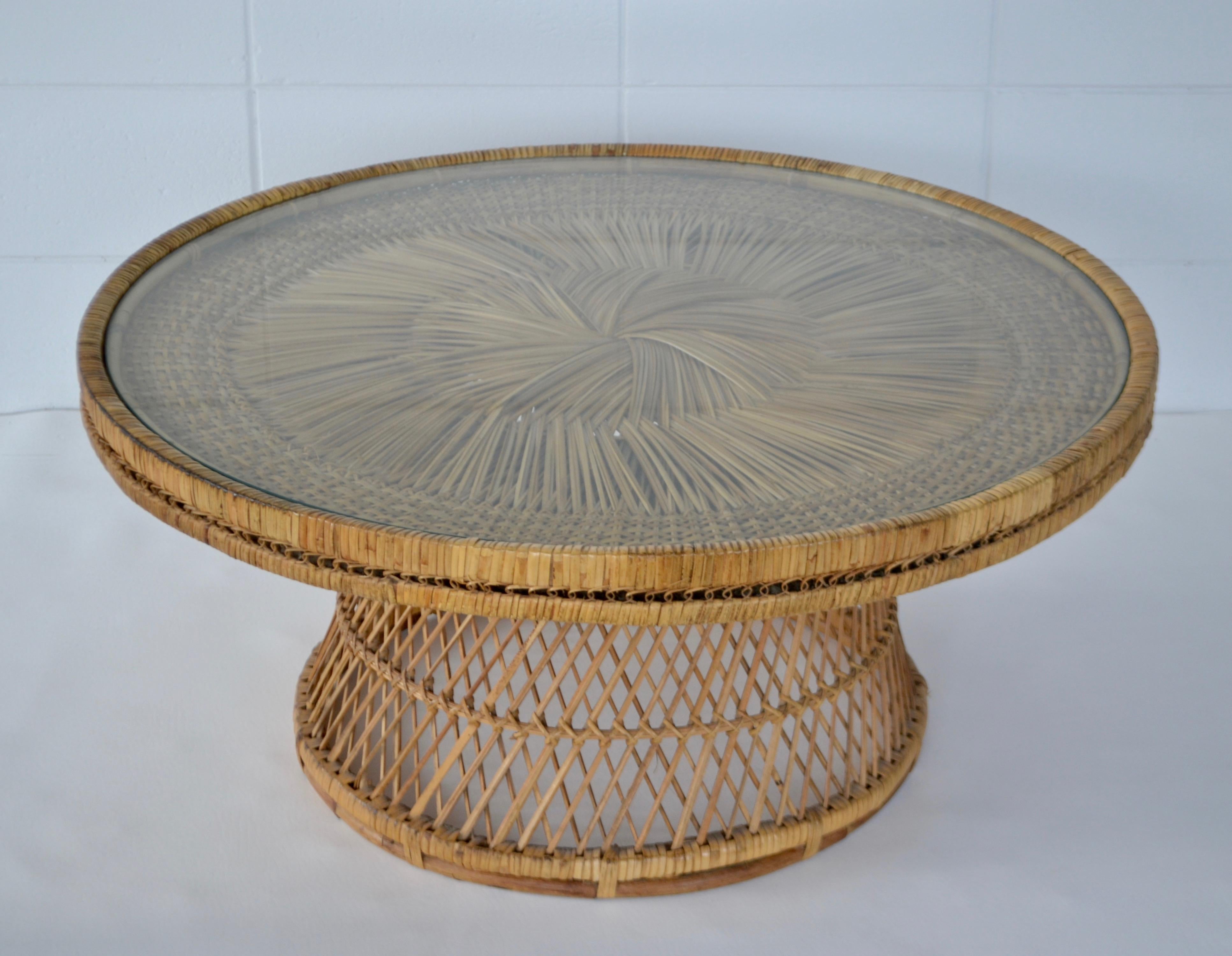 Mid-Century Modern Midcentury Woven Rattan Coffee Table For Sale