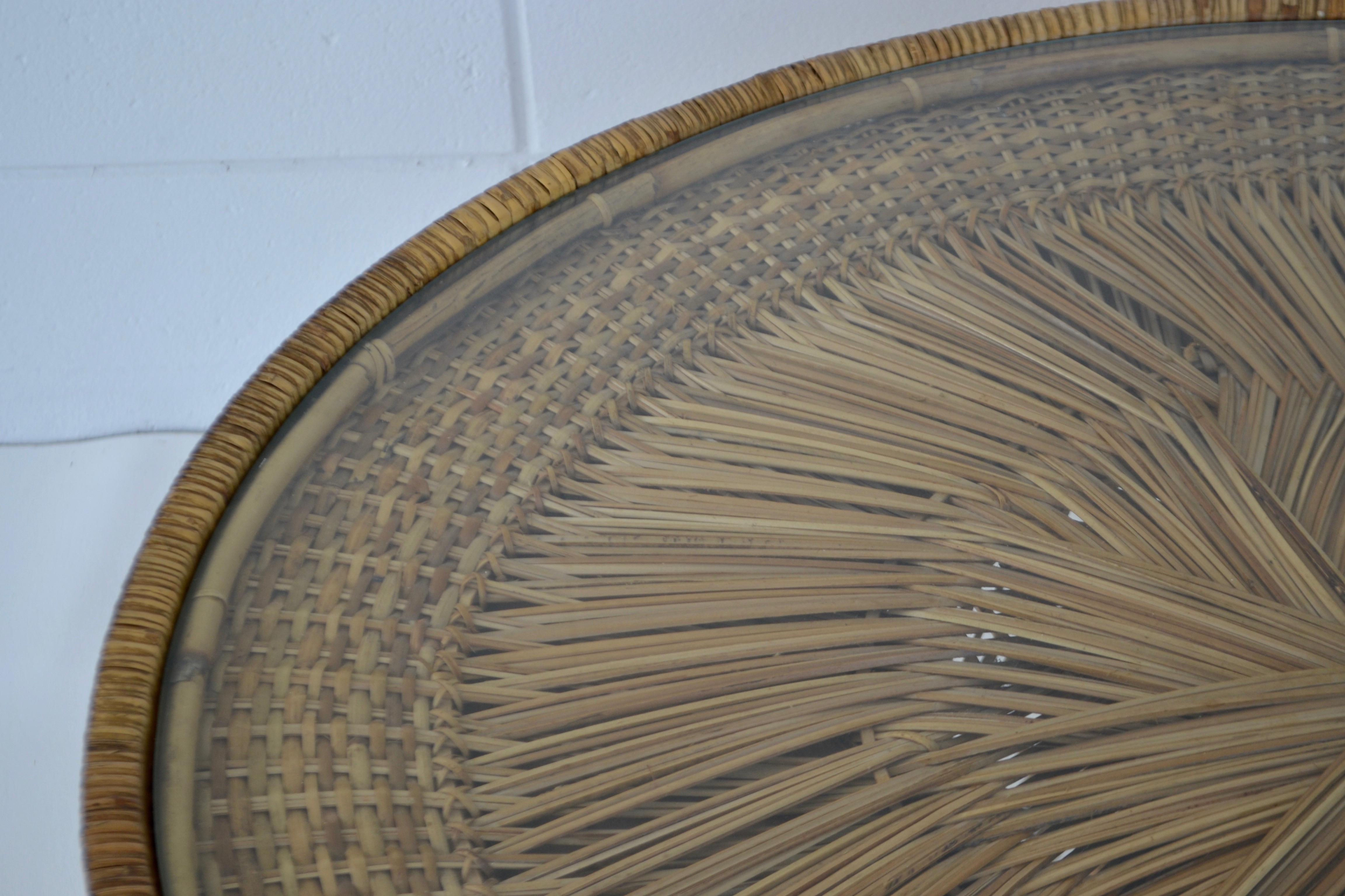 Mid-20th Century Midcentury Woven Rattan Coffee Table For Sale