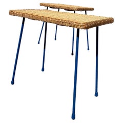 Mid-Century Woven Rattan Tables by Van Keppel and Green, Set of 2
