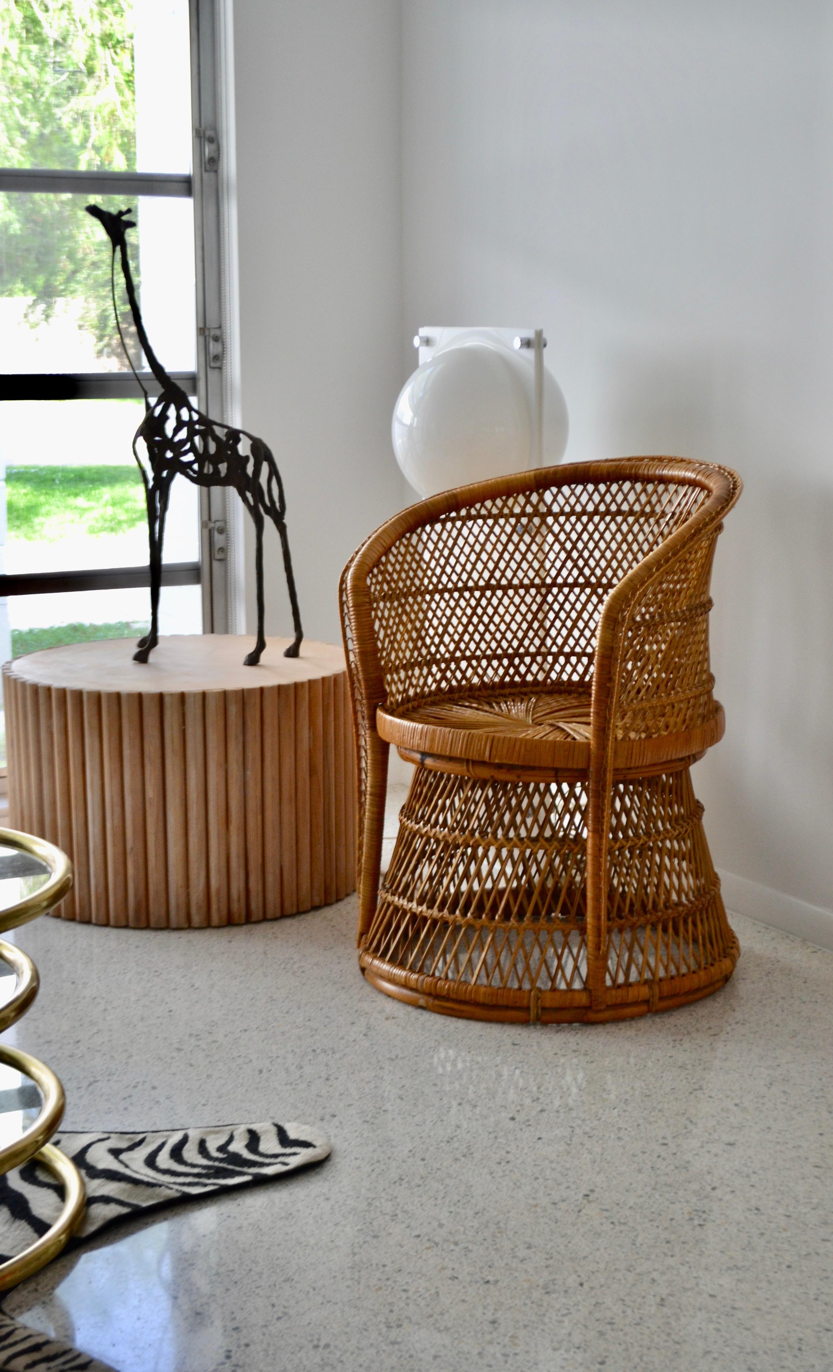 Midcentury Woven Rattan Tub Chair For Sale 1