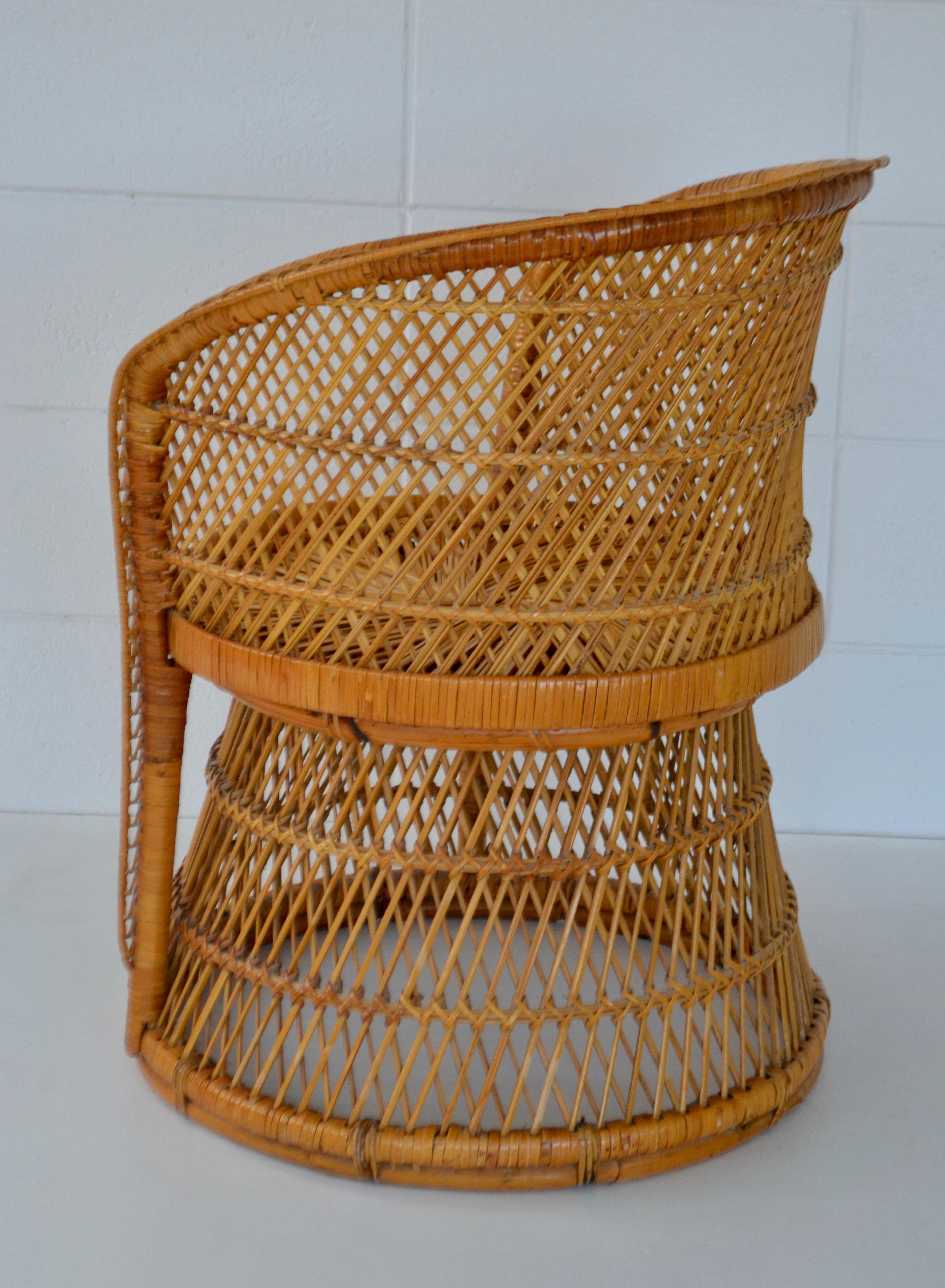 Mid-Century Modern Midcentury Woven Rattan Tub Chair For Sale