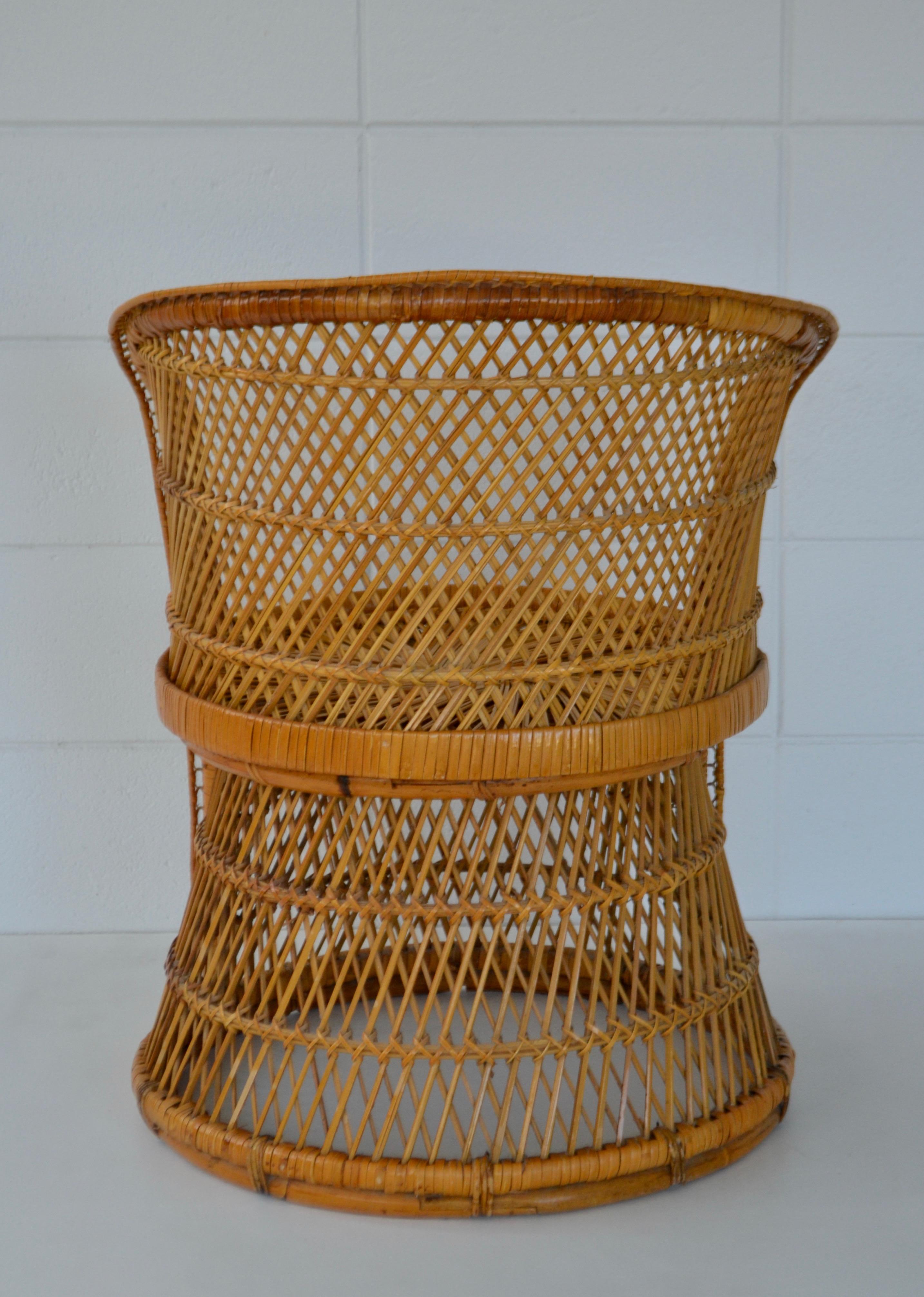 Philippine Midcentury Woven Rattan Tub Chair For Sale