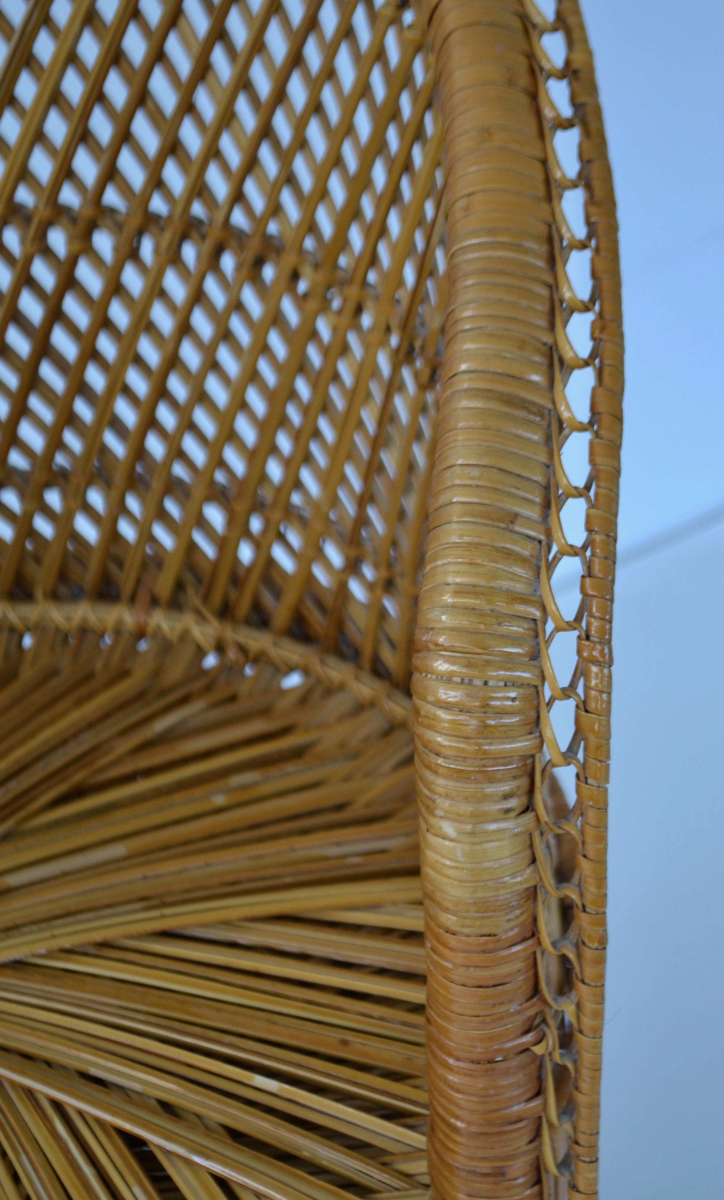 Mid-20th Century Midcentury Woven Rattan Tub Chair For Sale