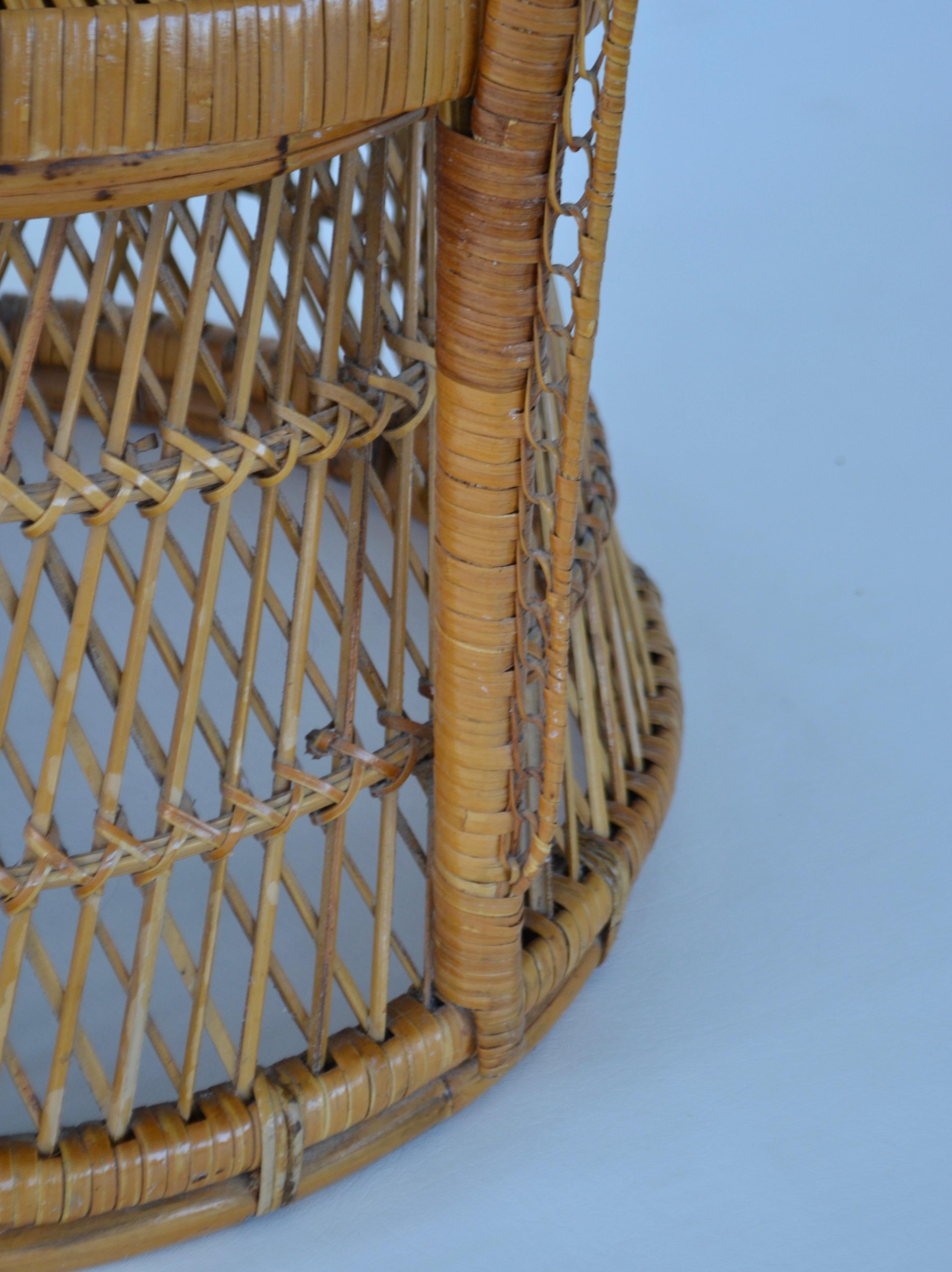 Bamboo Midcentury Woven Rattan Tub Chair For Sale