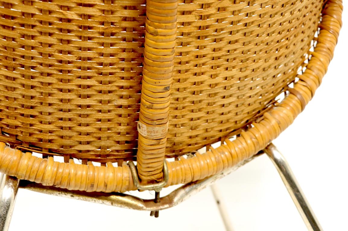 Mid Century Woven Rattan Wicker Shell Chair by Tropic Cane 1