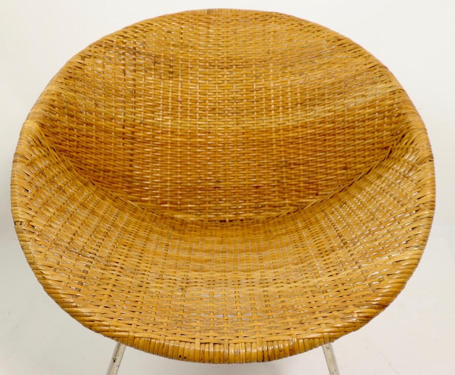 Hong Kong Mid Century Woven Rattan Wicker Shell Chair by Tropic Cane