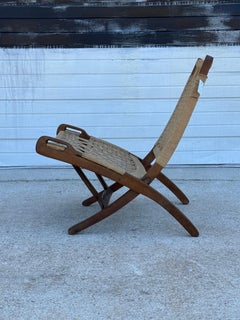 Mid-Century Woven Rope Folding Chair by Hans Wegner