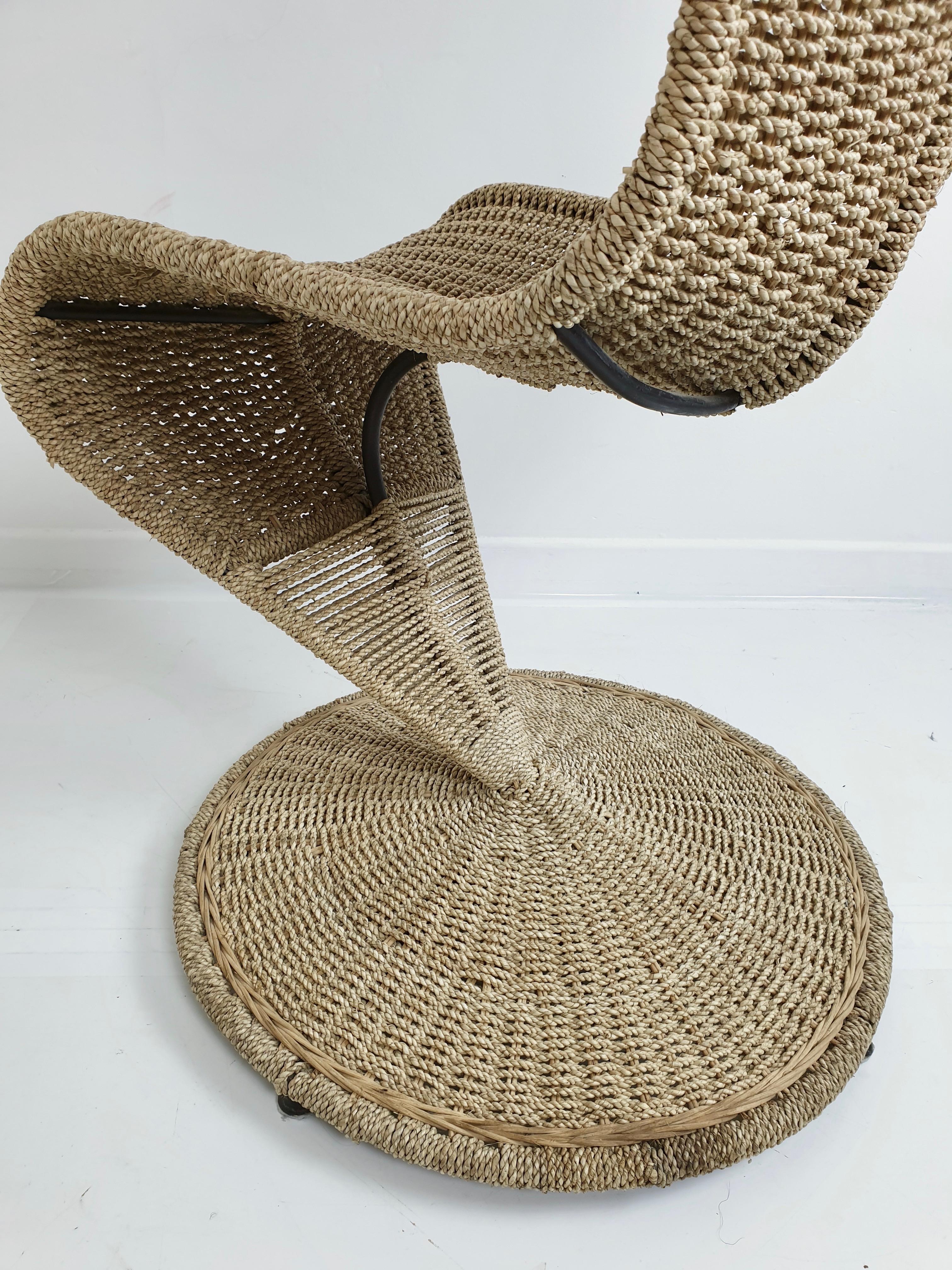 Midcentury Woven Rope 'S' Chair by Marzio Cecchi, Italy, circa 1970 For Sale 5
