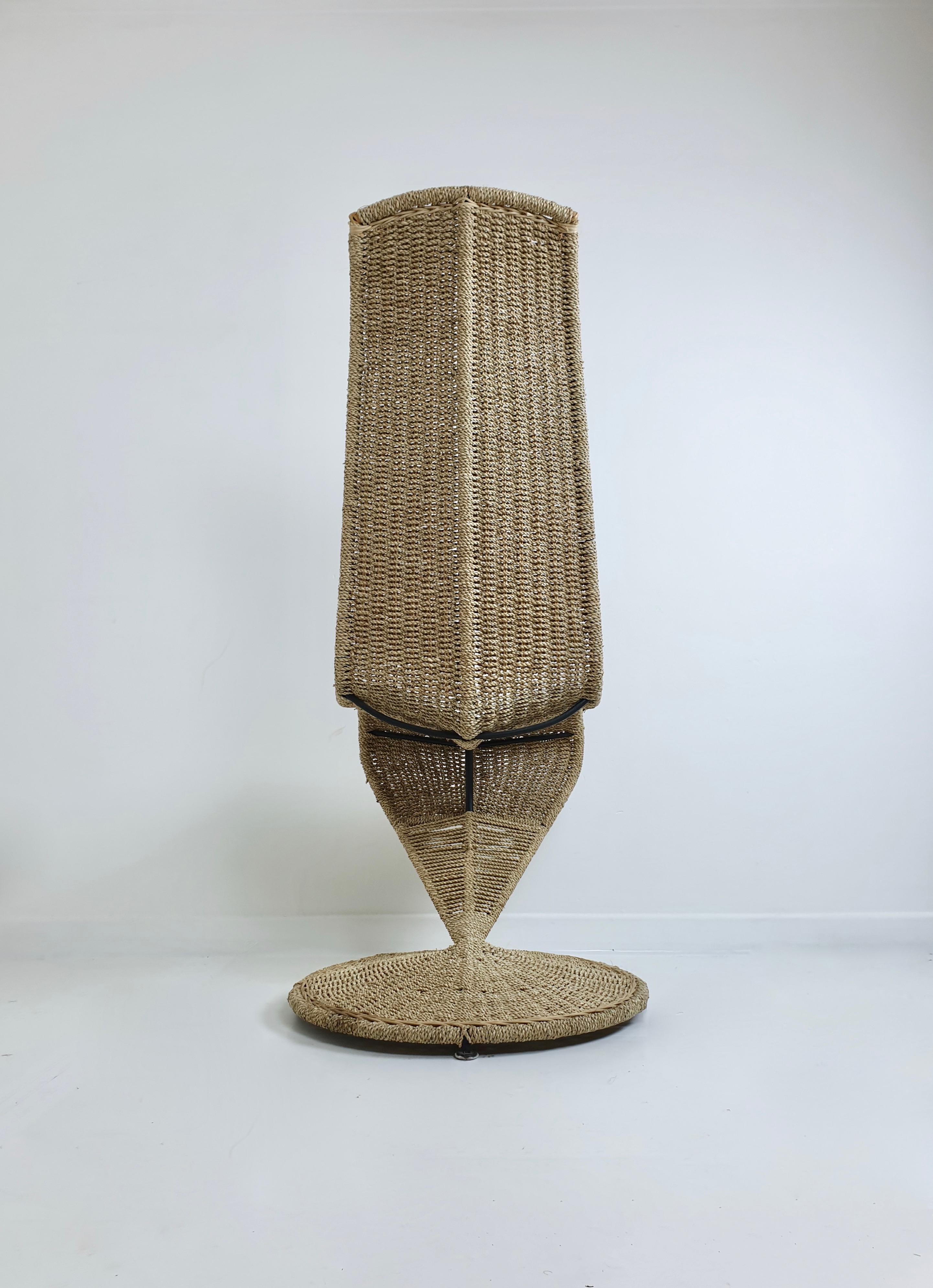Italian Midcentury Woven Rope 'S' Chair by Marzio Cecchi, Italy, circa 1970 For Sale