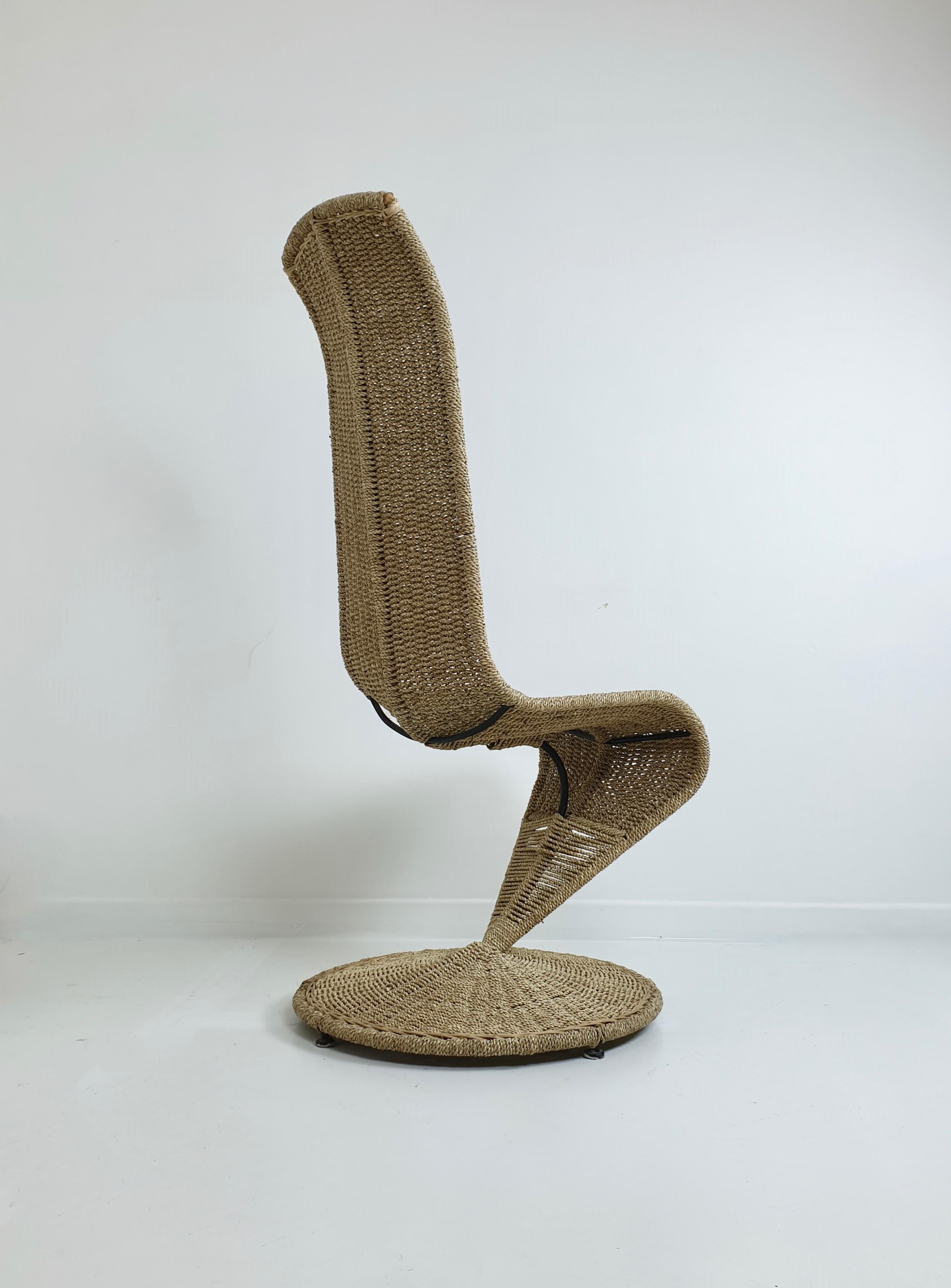 Late 20th Century Midcentury Woven Rope 'S' Chair by Marzio Cecchi, Italy, circa 1970 For Sale