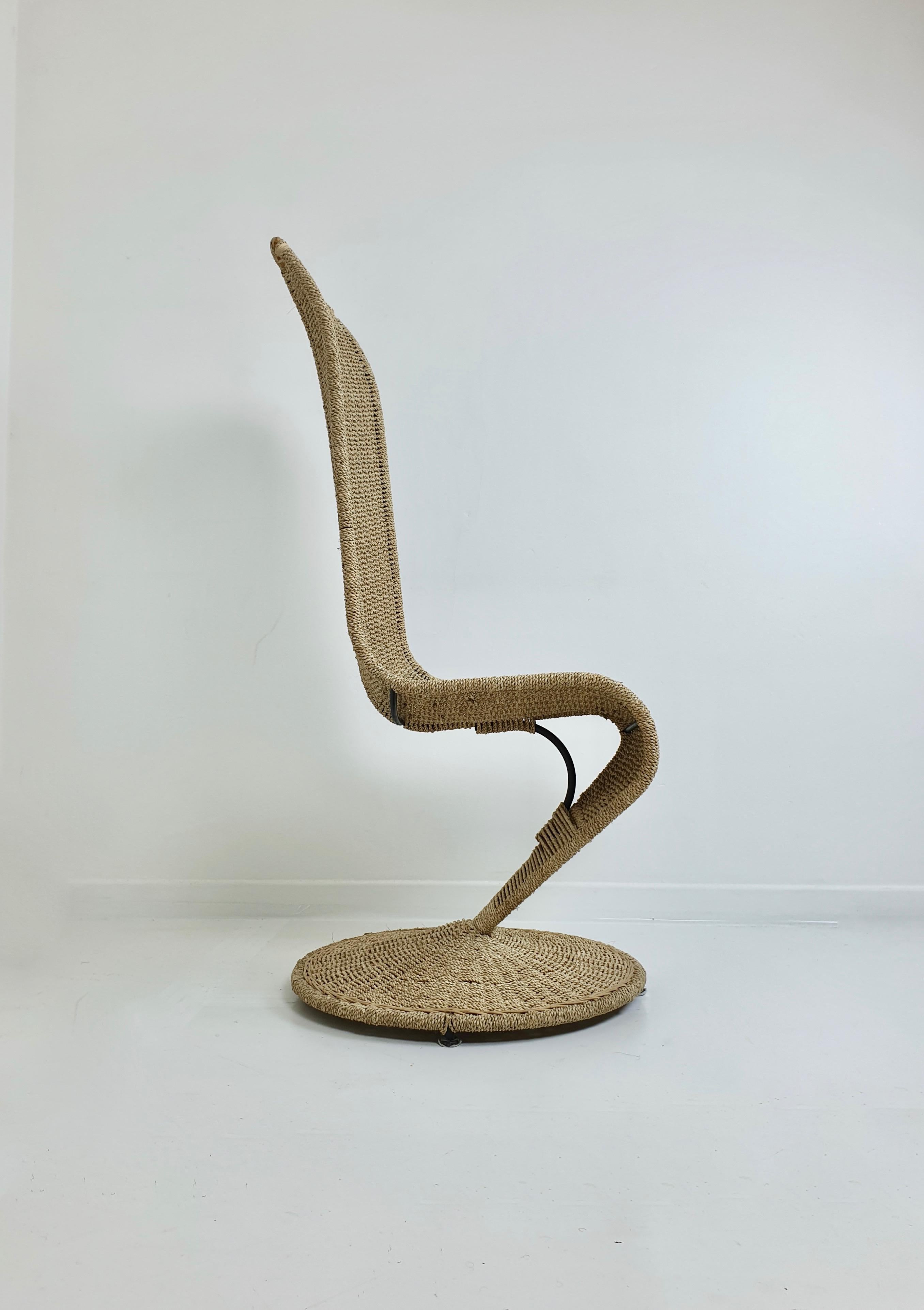 Midcentury Woven Rope 'S' Chair by Marzio Cecchi, Italy, circa 1970 For Sale 1