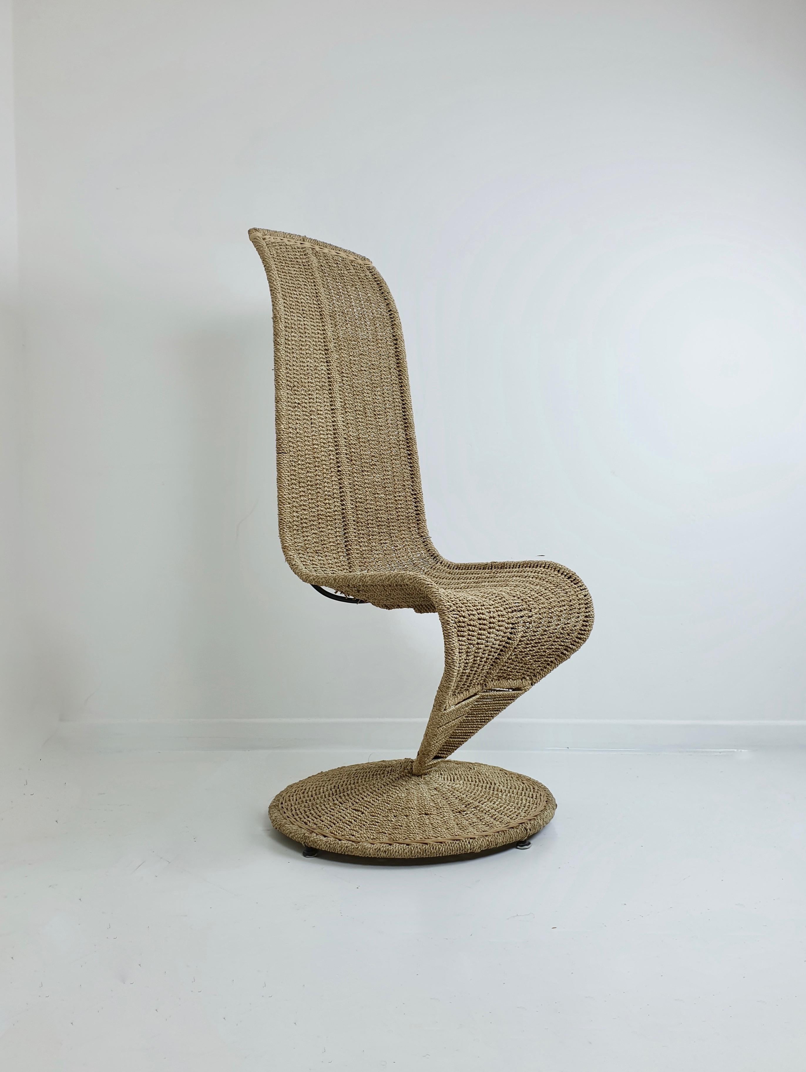 Midcentury Woven Rope 'S' Chair by Marzio Cecchi, Italy, circa 1970 For Sale 2