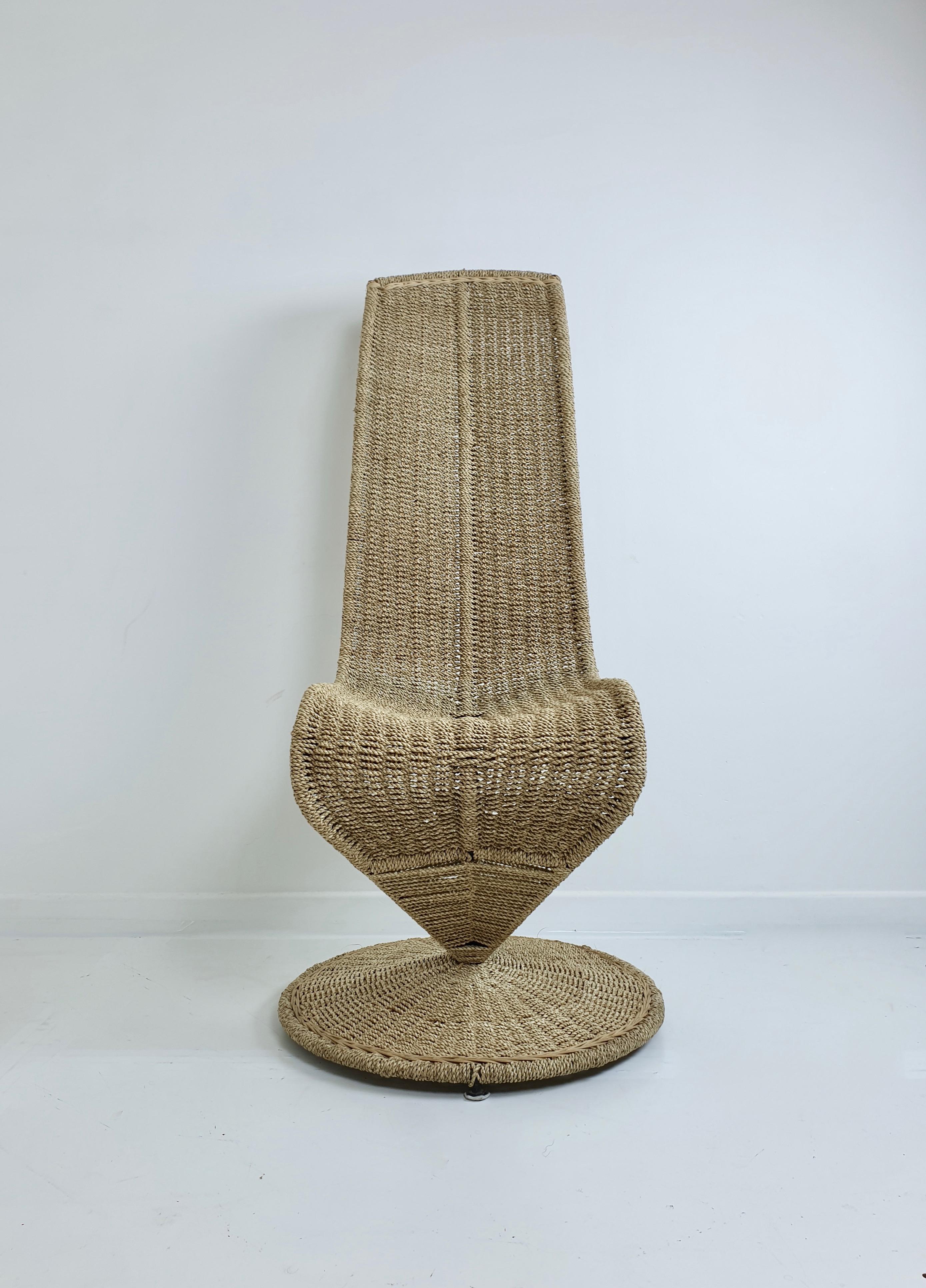 Midcentury Woven Rope 'S' Chair by Marzio Cecchi, Italy, circa 1970 For Sale 3