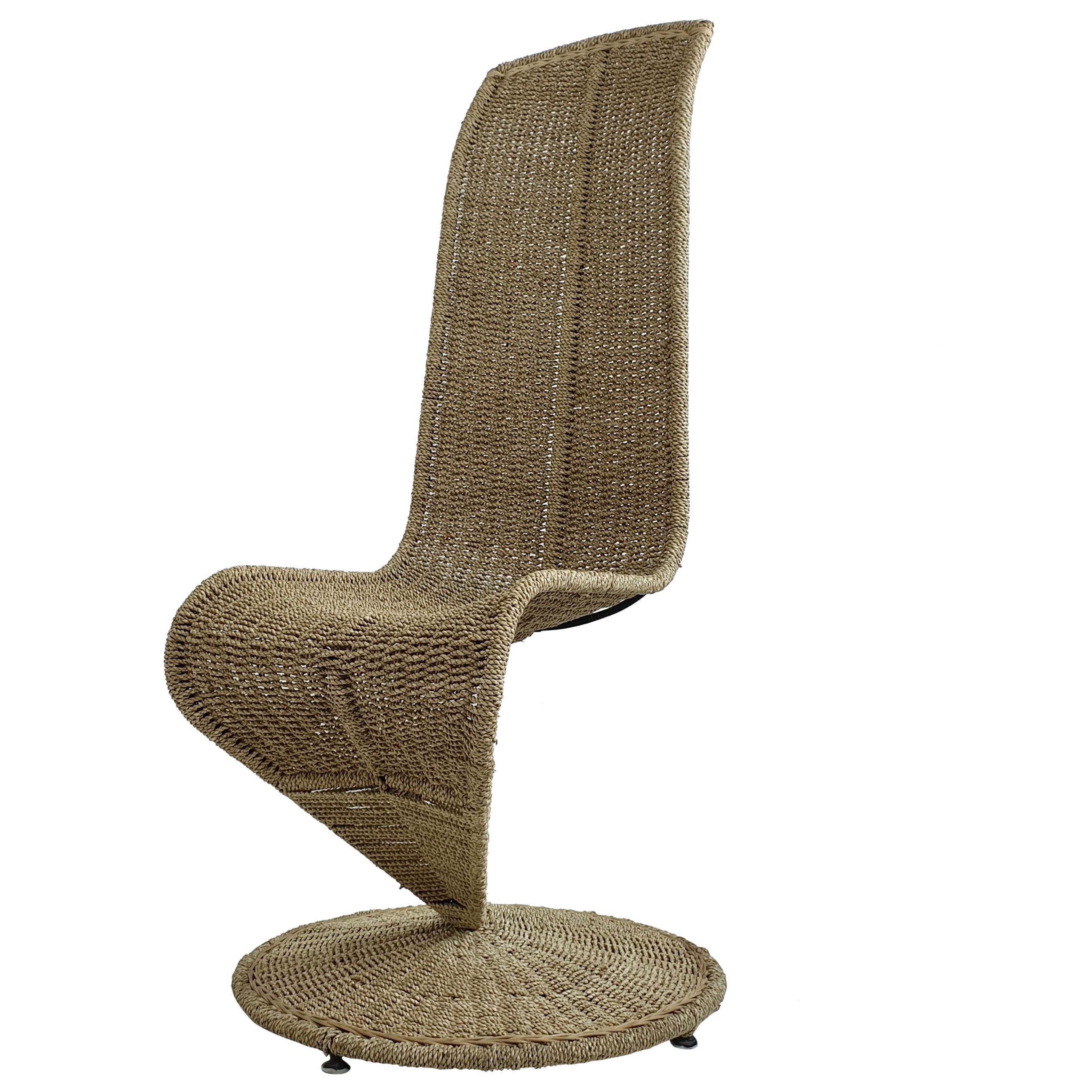 Midcentury Woven Rope 'S' Chair by Marzio Cecchi, Italy, circa 1970 For Sale