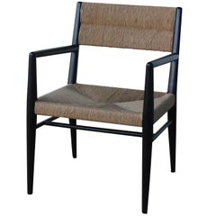 Midcentury Woven Rush Armchair, USA, 1950s