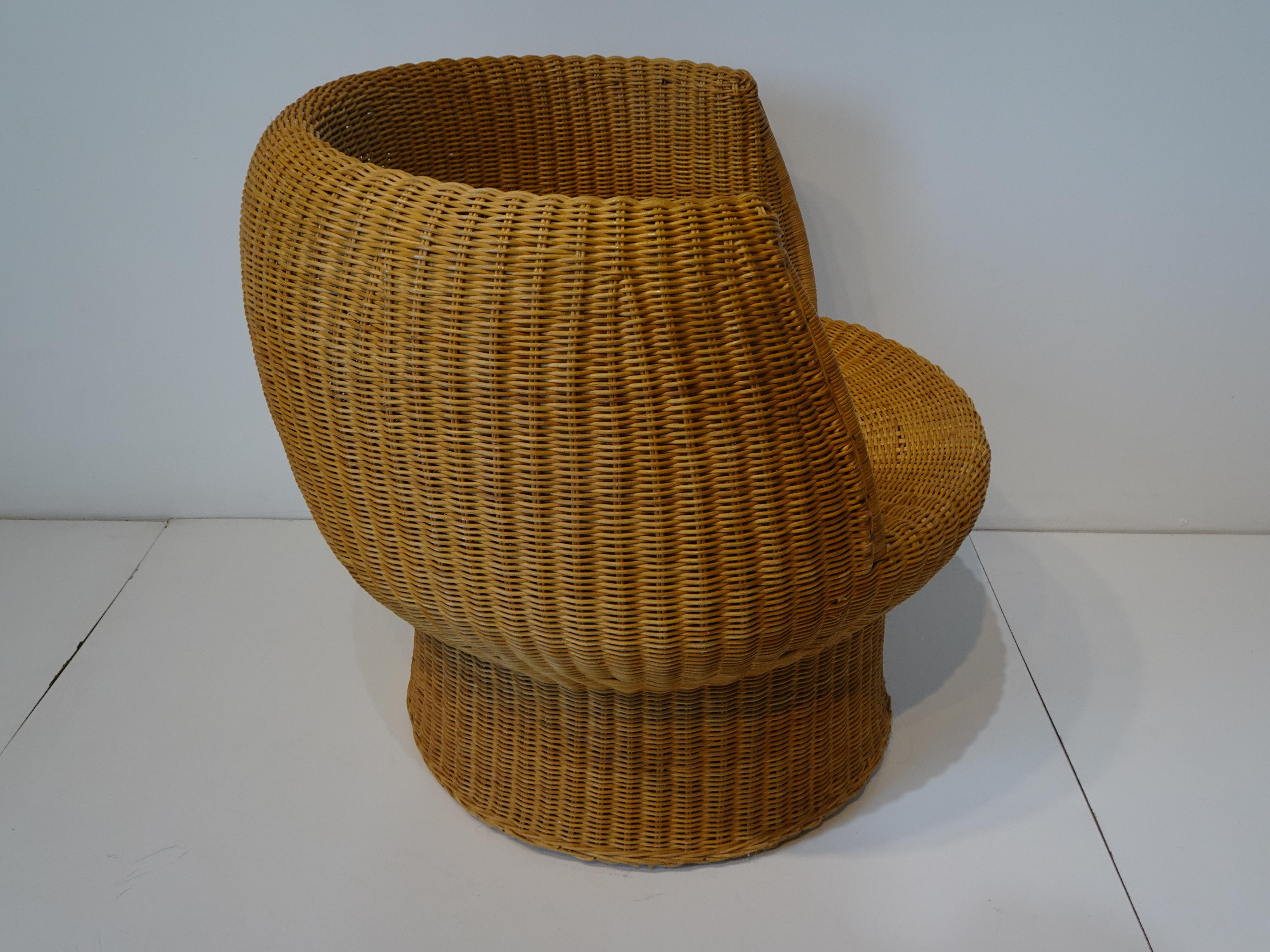 Hong Kong Mid Century Woven Wicker Chair in the Style of Eero Aarnio