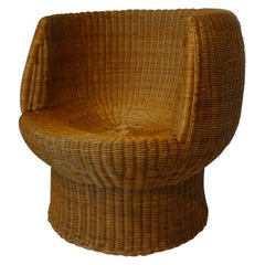 Mid Century Woven Wicker Chair in the Style of Eero Aarnio