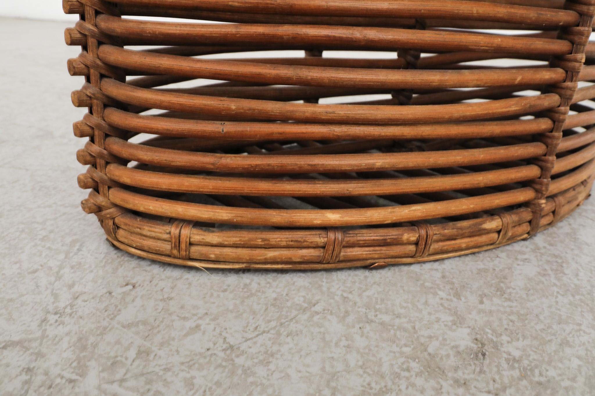 Mid-Century Woven Willow Basket or Magazine Rack For Sale 11