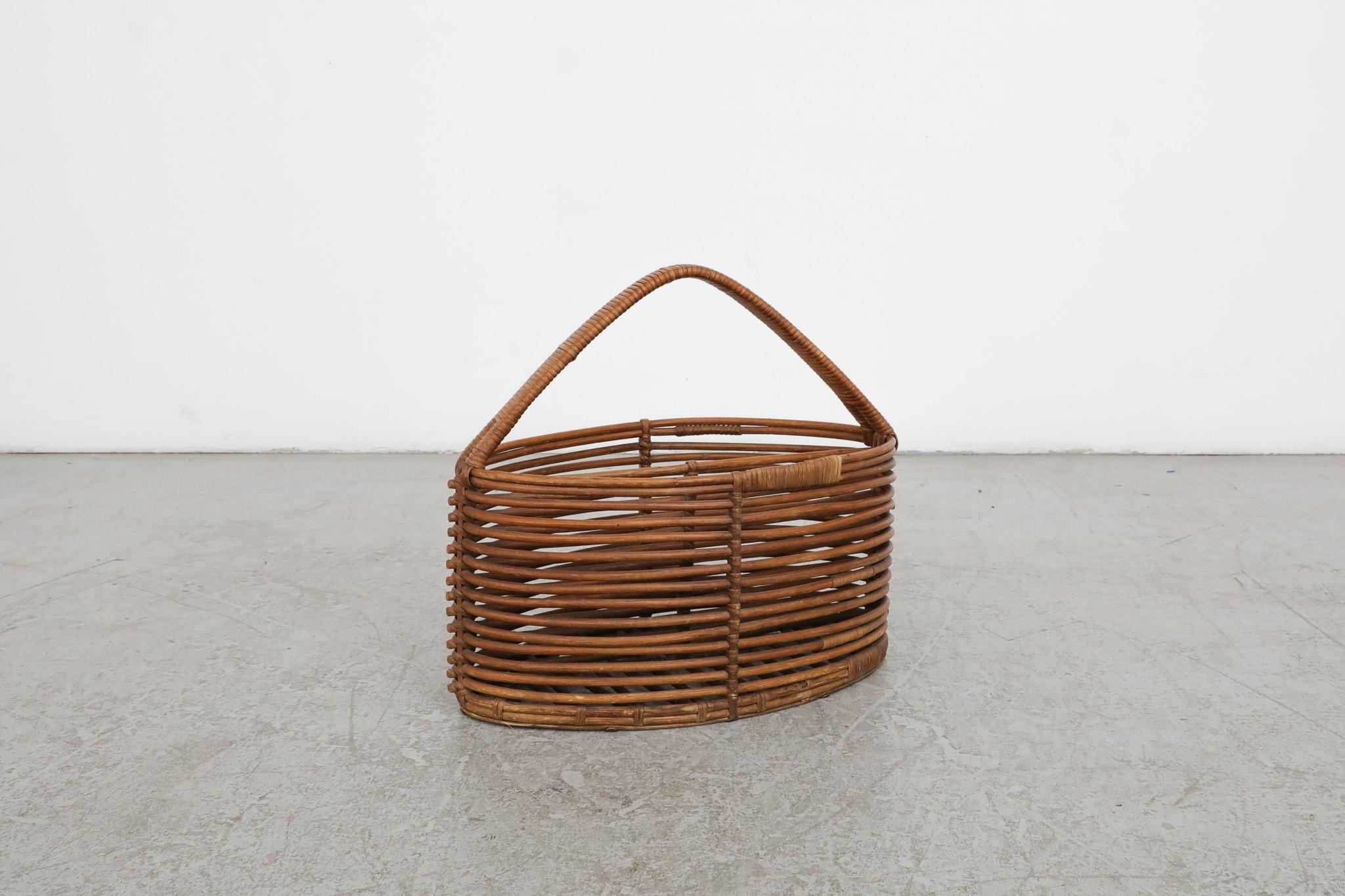 Mid-Century Modern Mid-Century Woven Willow Basket or Magazine Rack For Sale
